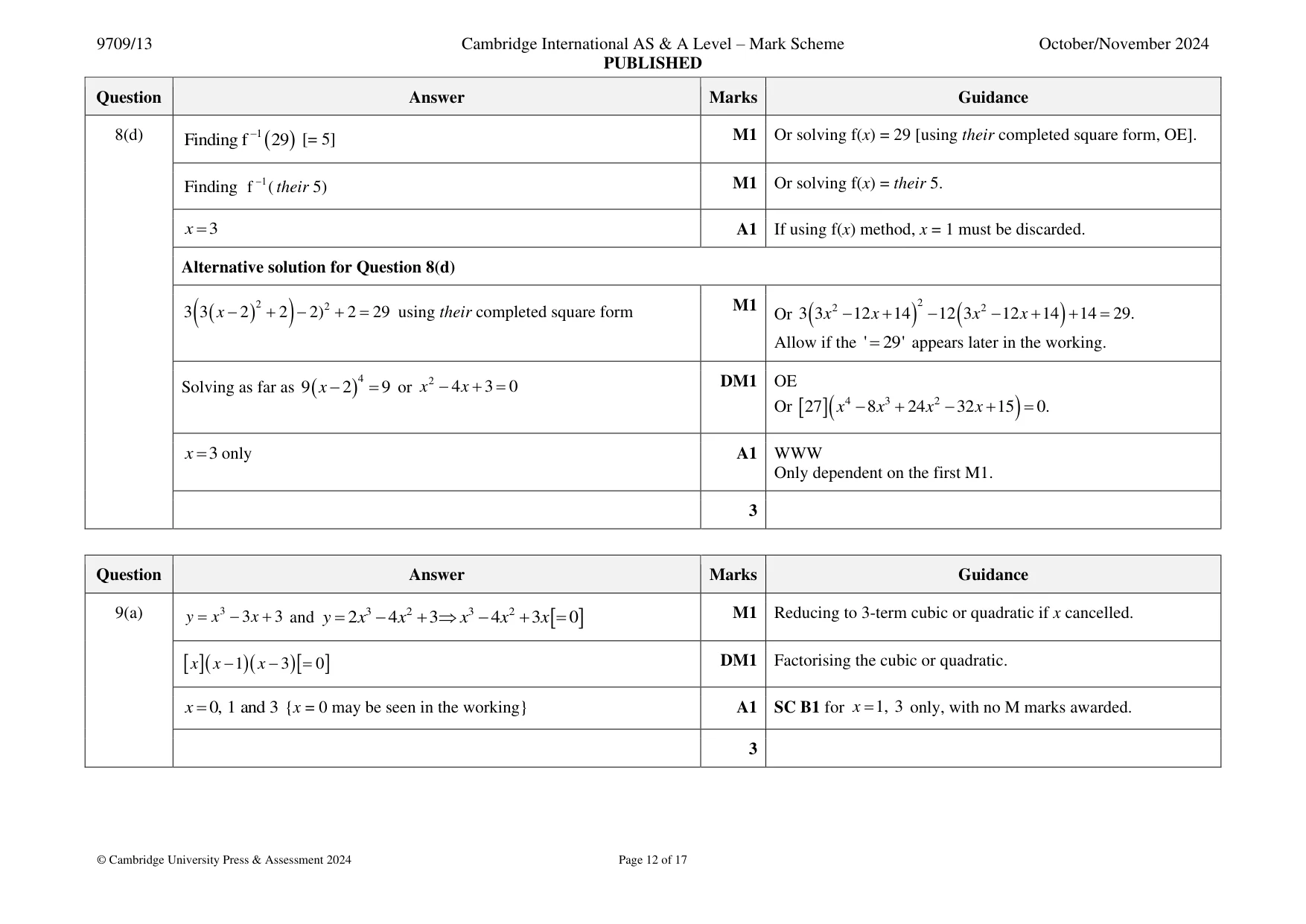 Mark scheme, page 12 of 17