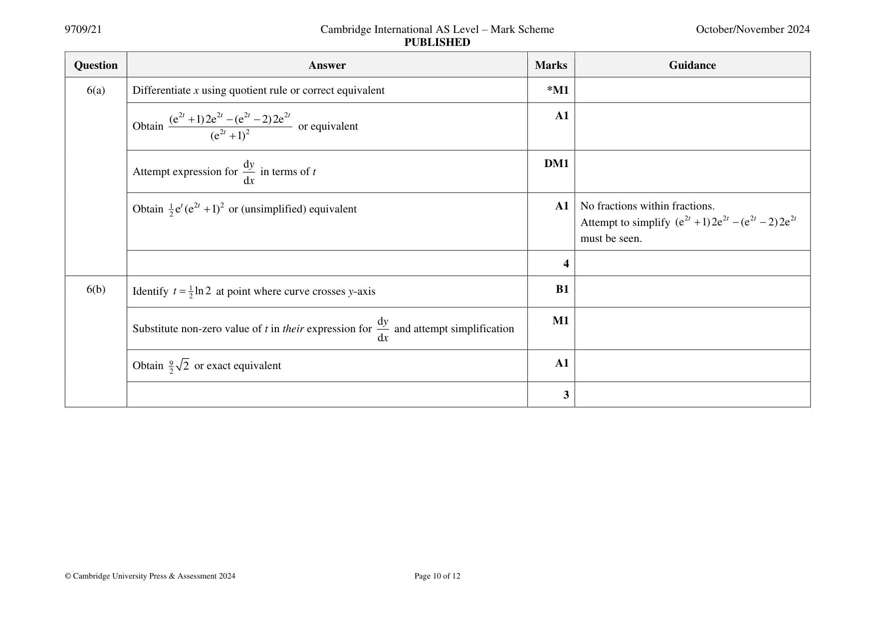 Mark scheme, page 10 of 12