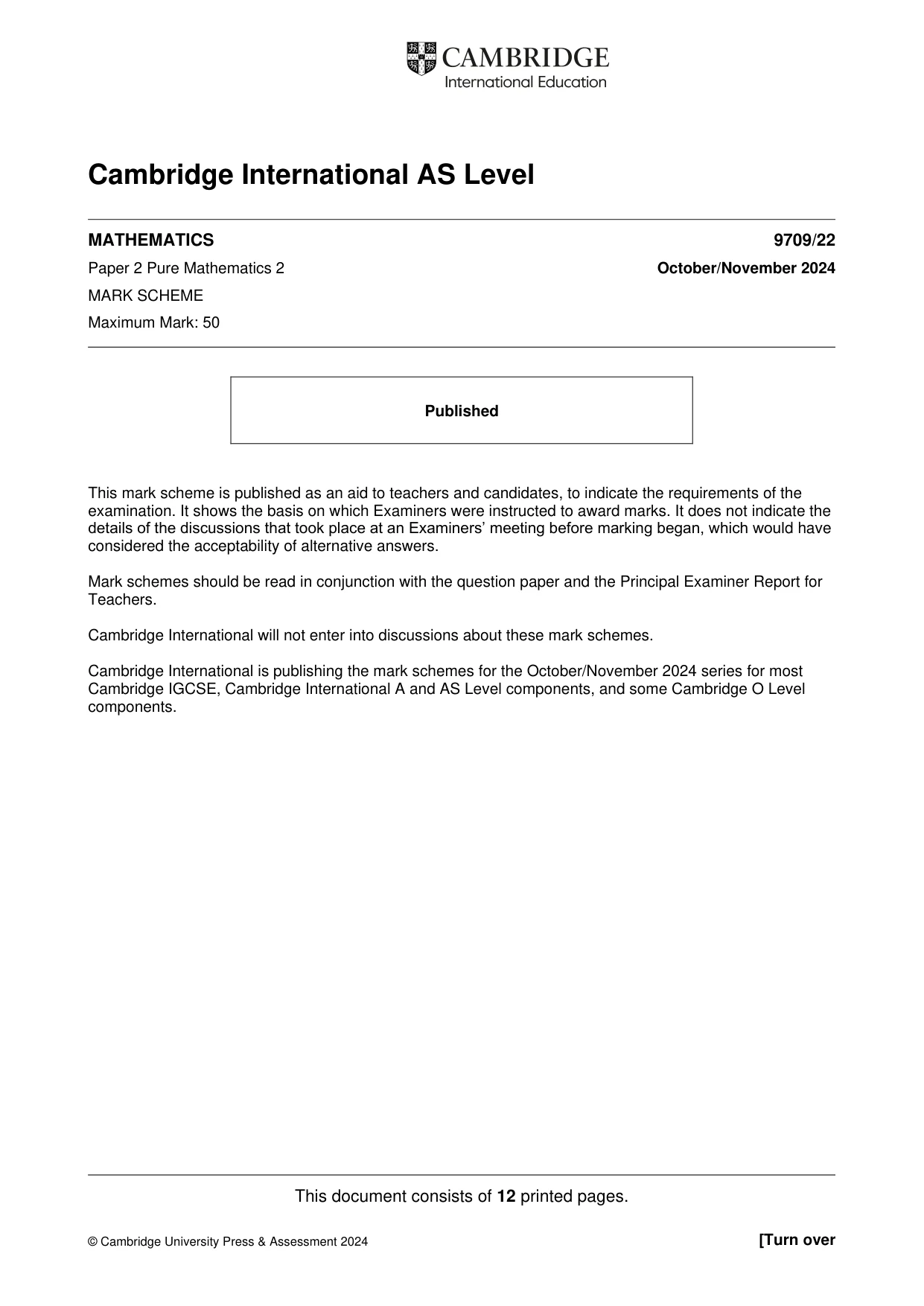 Mark scheme, page 1 of 12
