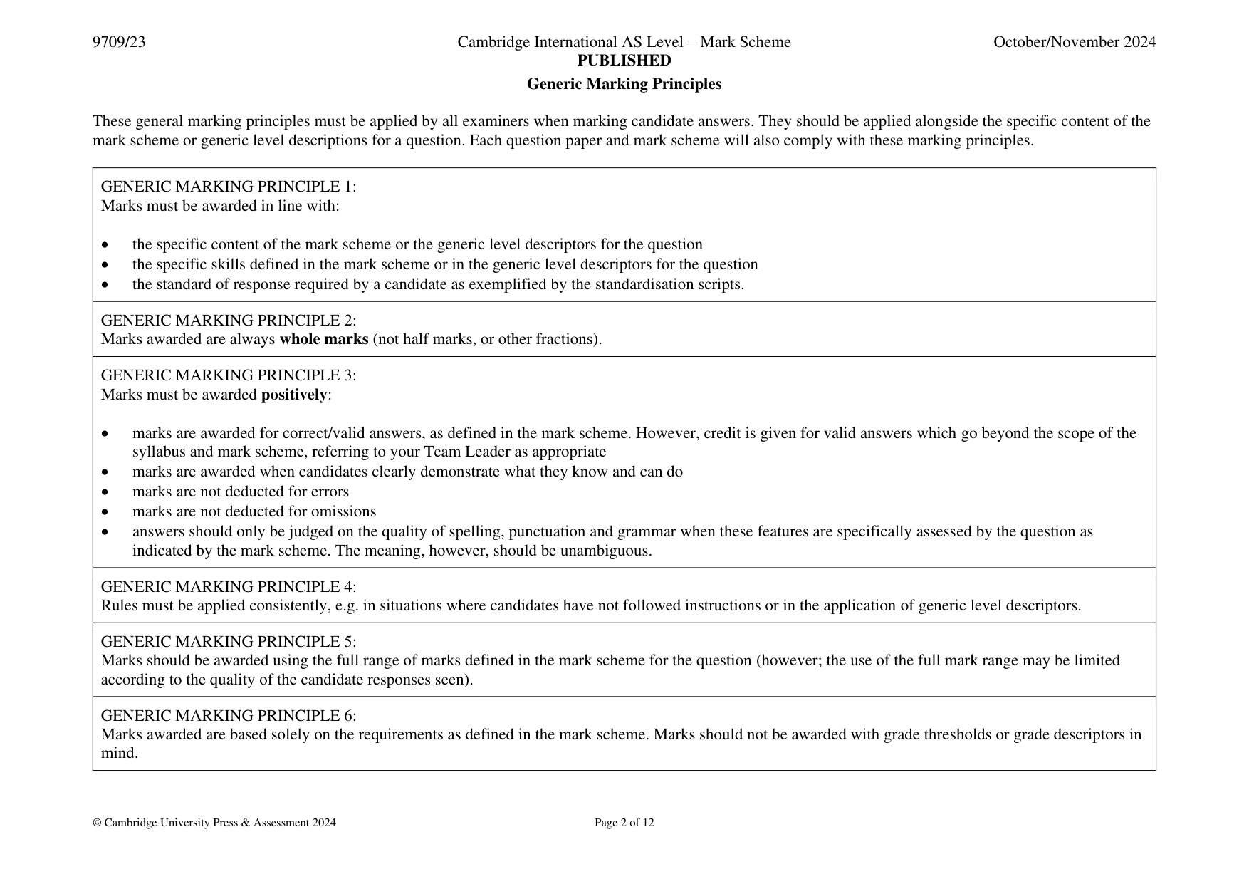 Mark scheme, page 2 of 12