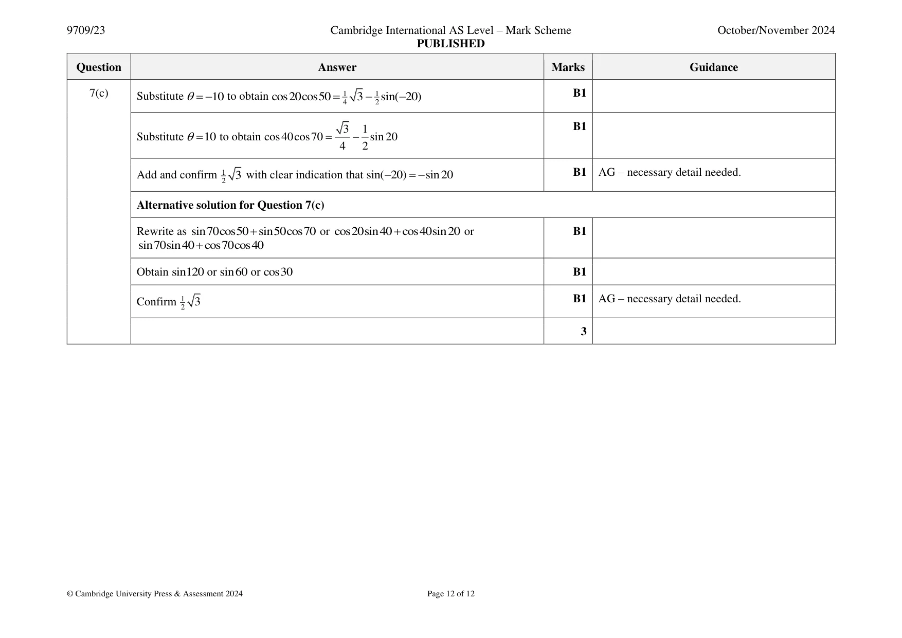 Mark scheme, page 12 of 12