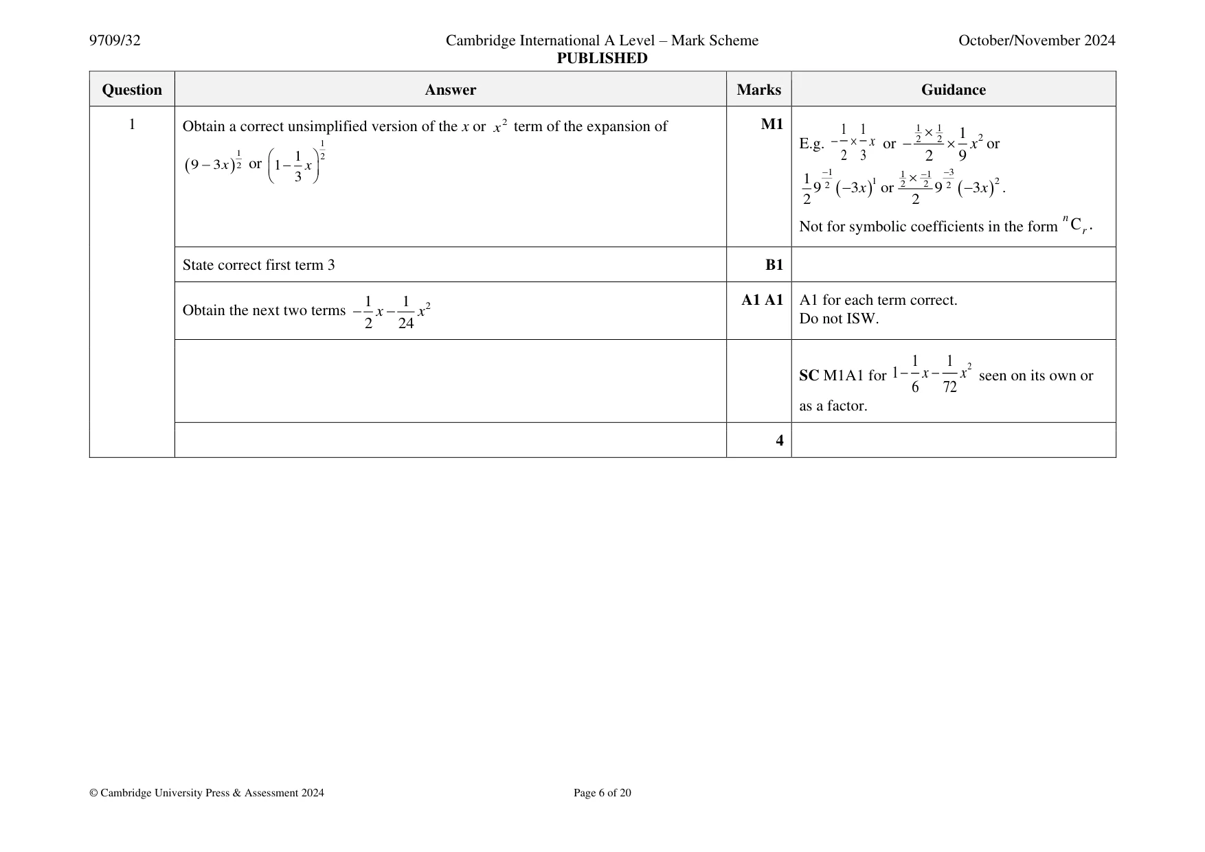 Mark scheme, page 6 of 20