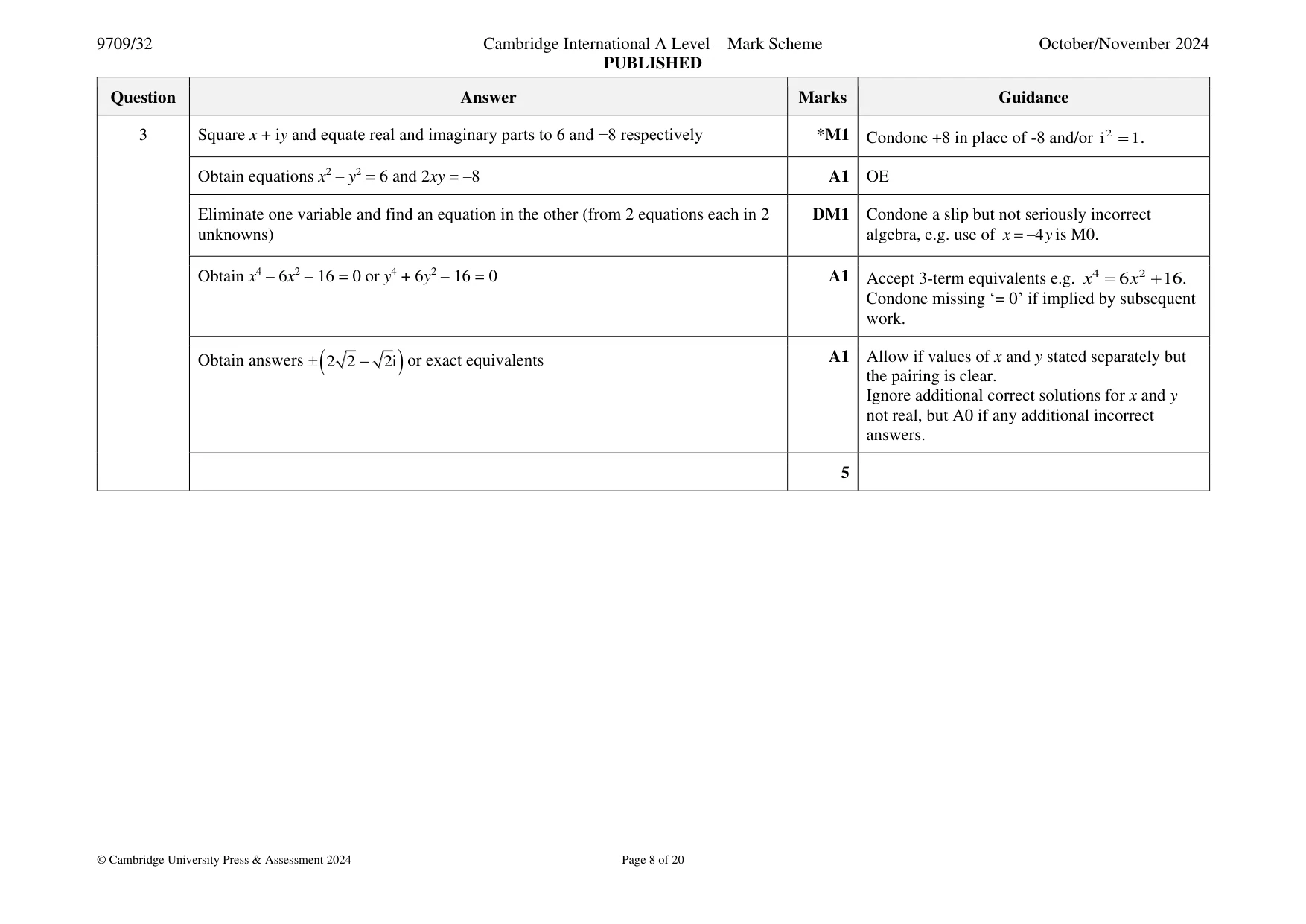 Mark scheme, page 8 of 20