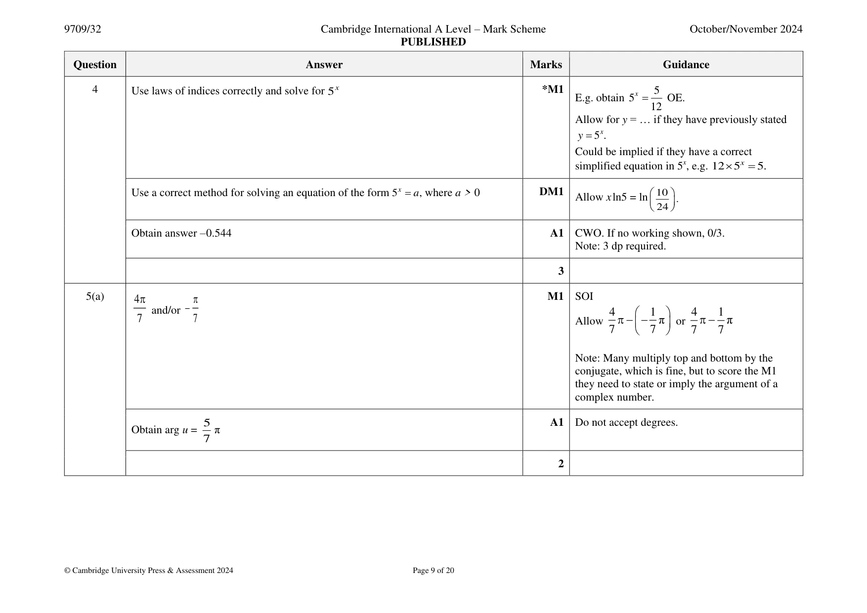 Mark scheme, page 9 of 20