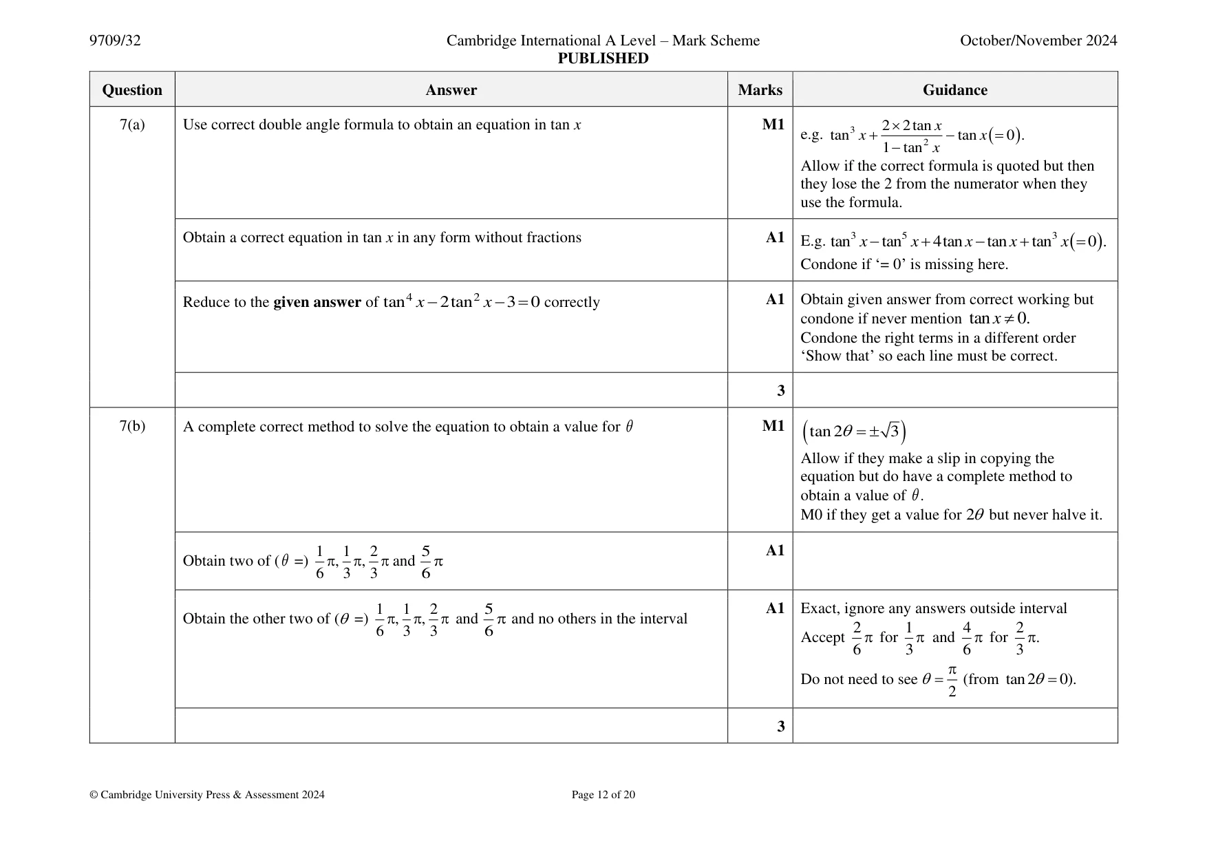 Mark scheme, page 12 of 20