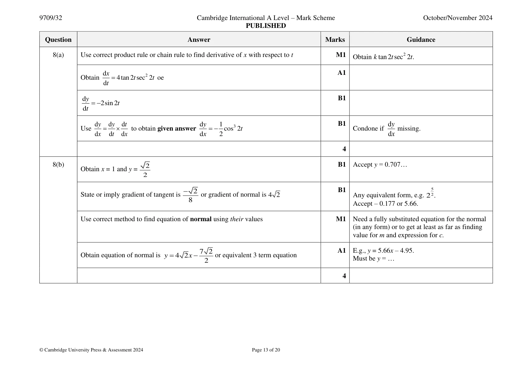 Mark scheme, page 13 of 20