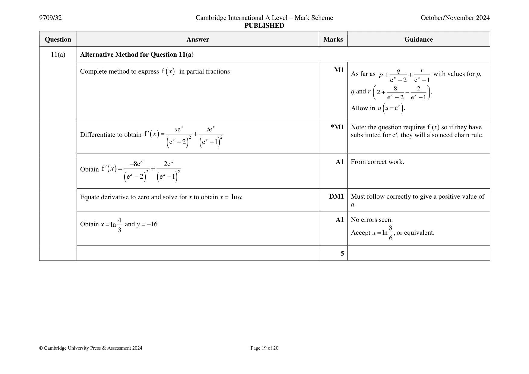 Mark scheme, page 19 of 20
