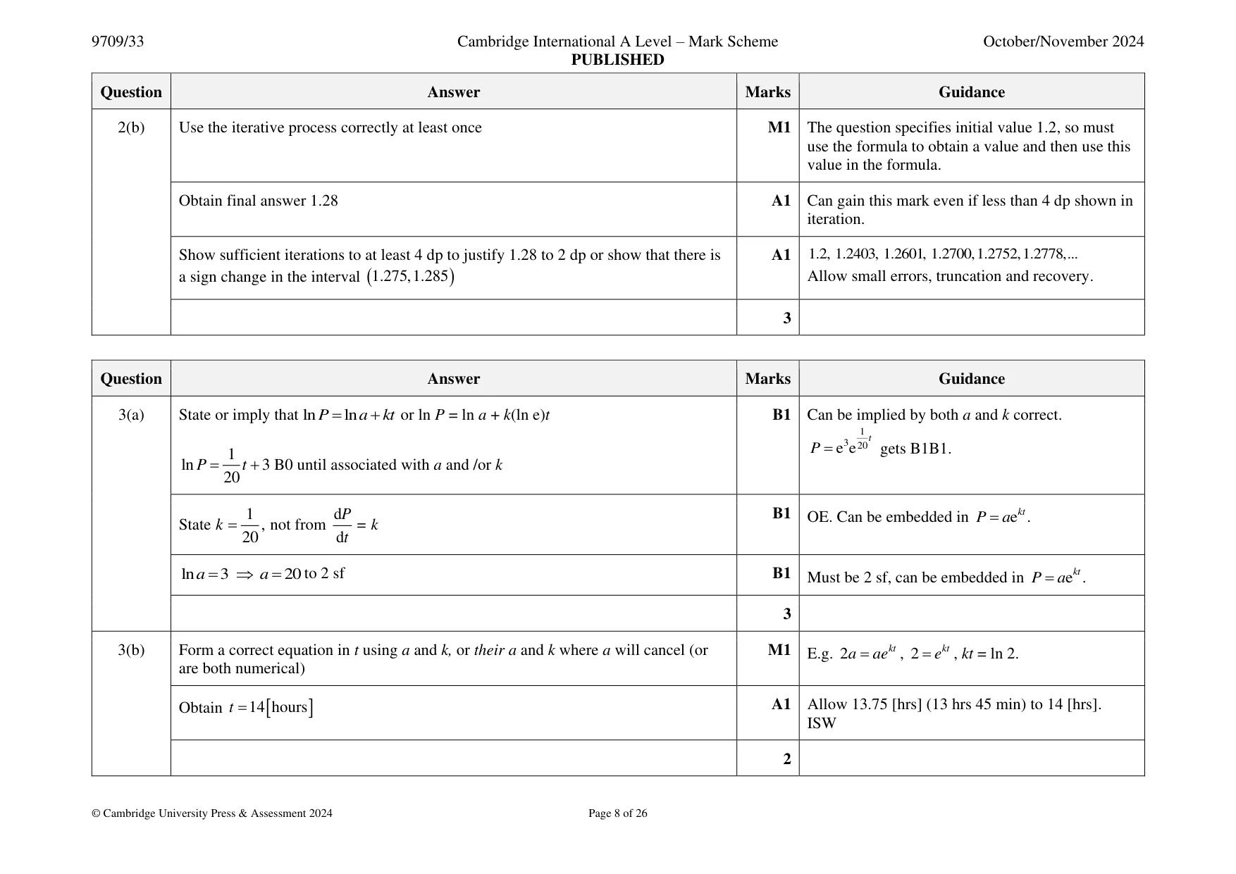 Mark scheme, page 8 of 26