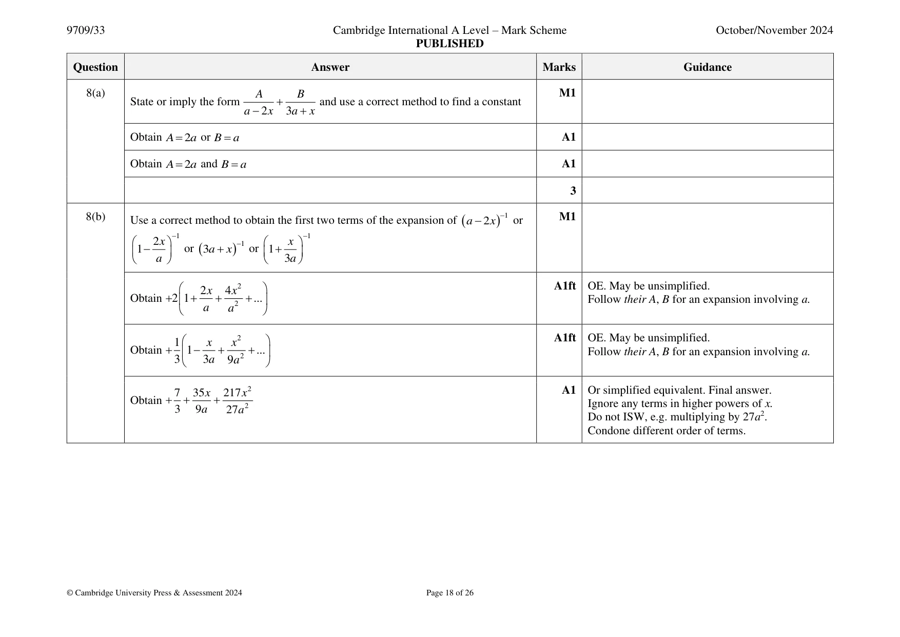 Mark scheme, page 18 of 26