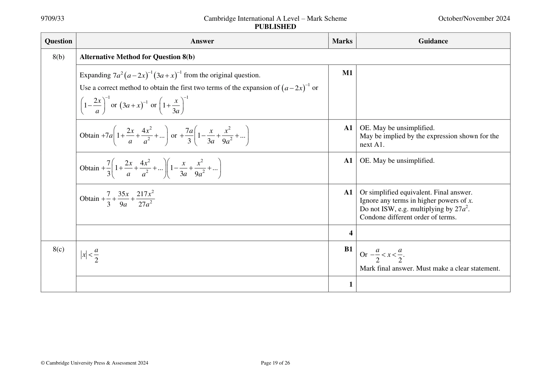 Mark scheme, page 19 of 26