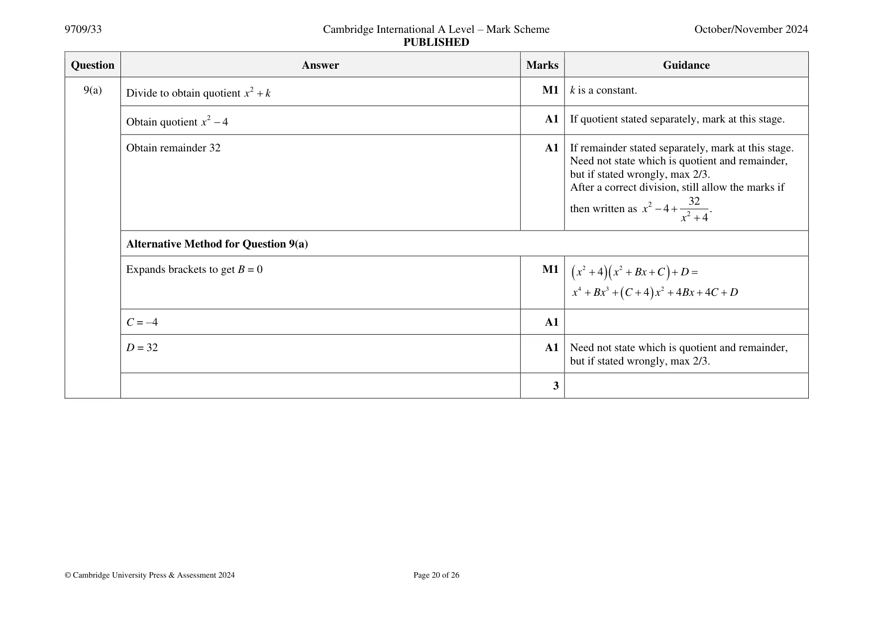 Mark scheme, page 20 of 26