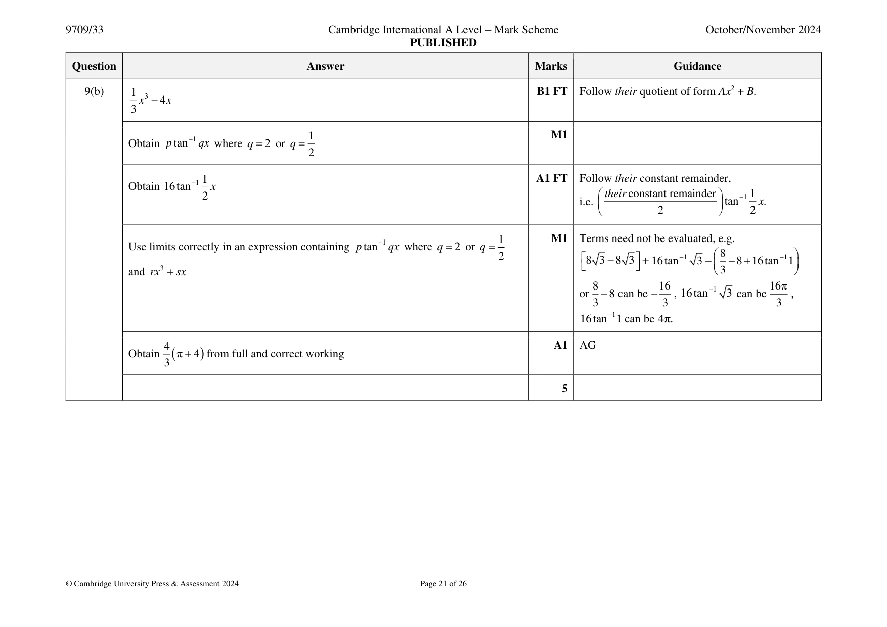 Mark scheme, page 21 of 26