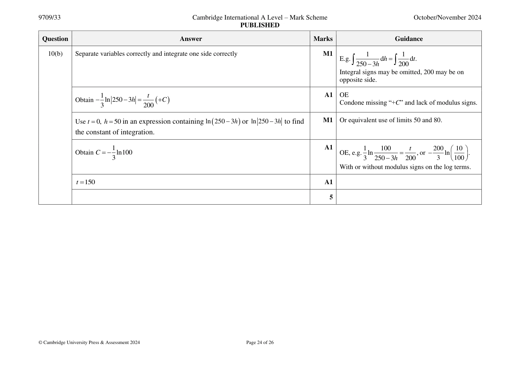 Mark scheme, page 24 of 26