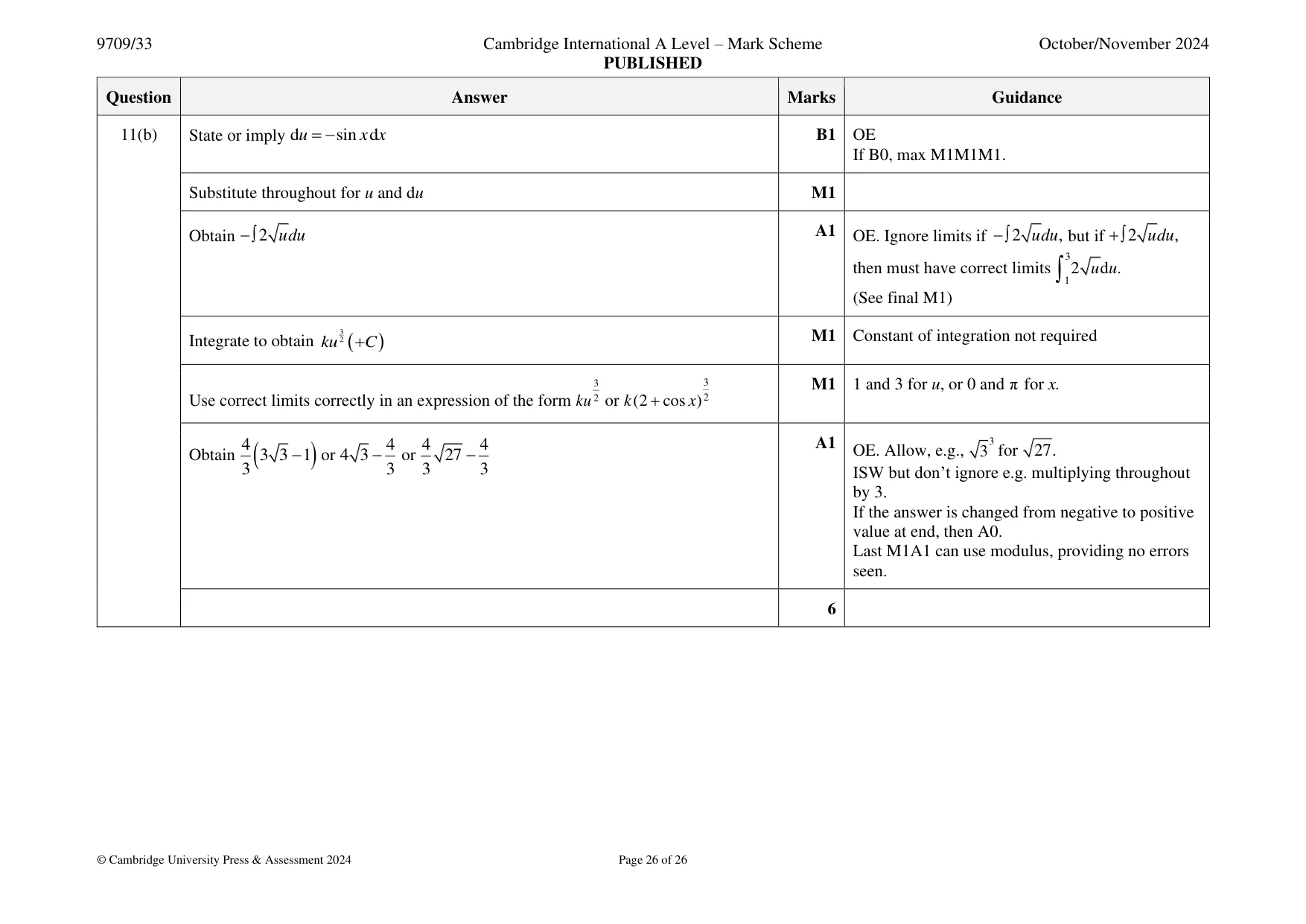 Mark scheme, page 26 of 26