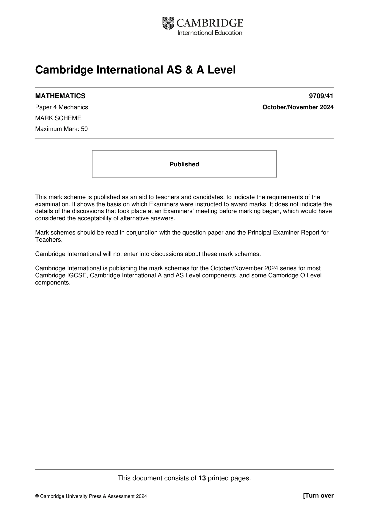 Mark scheme, page 1 of 13