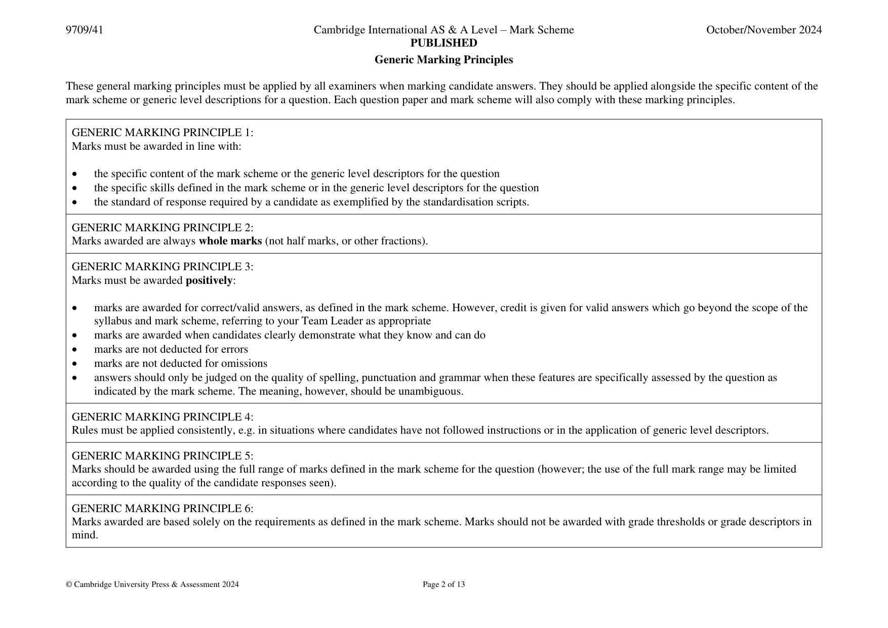 Mark scheme, page 2 of 13