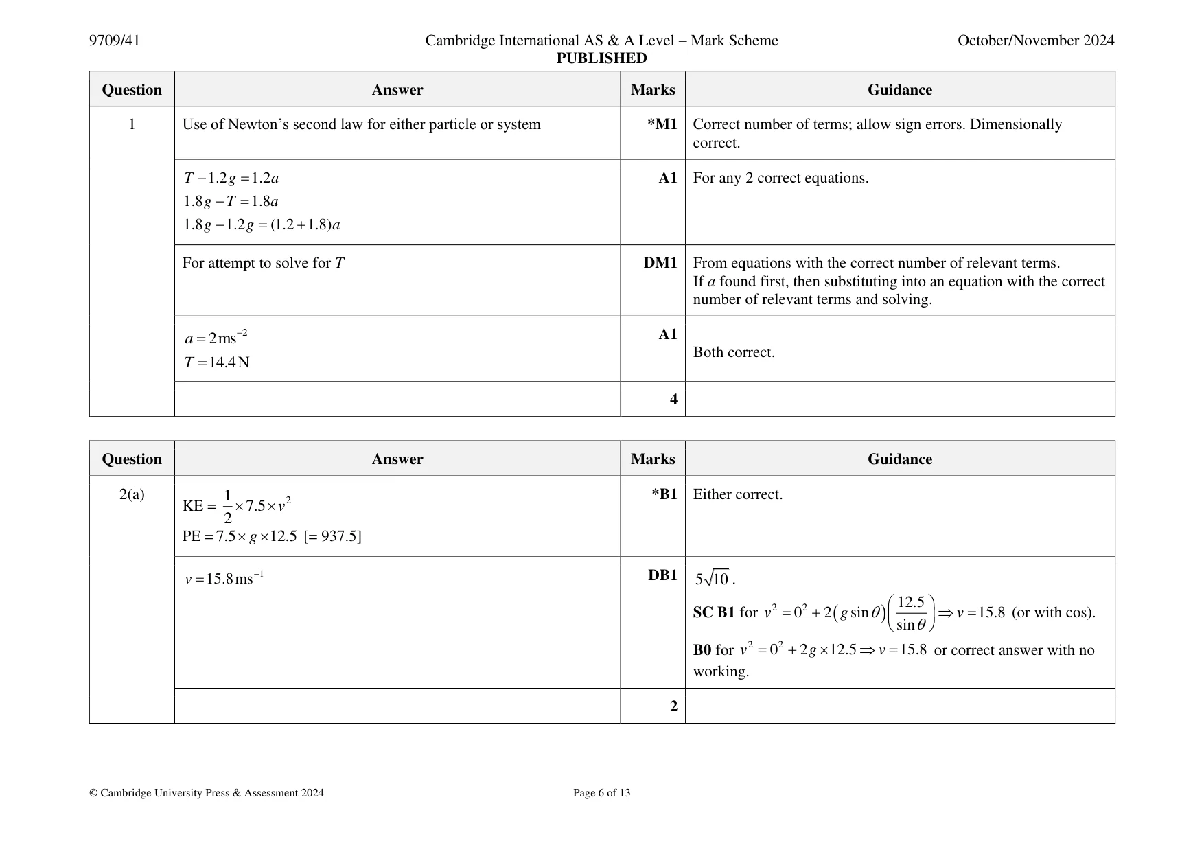 Mark scheme, page 6 of 13