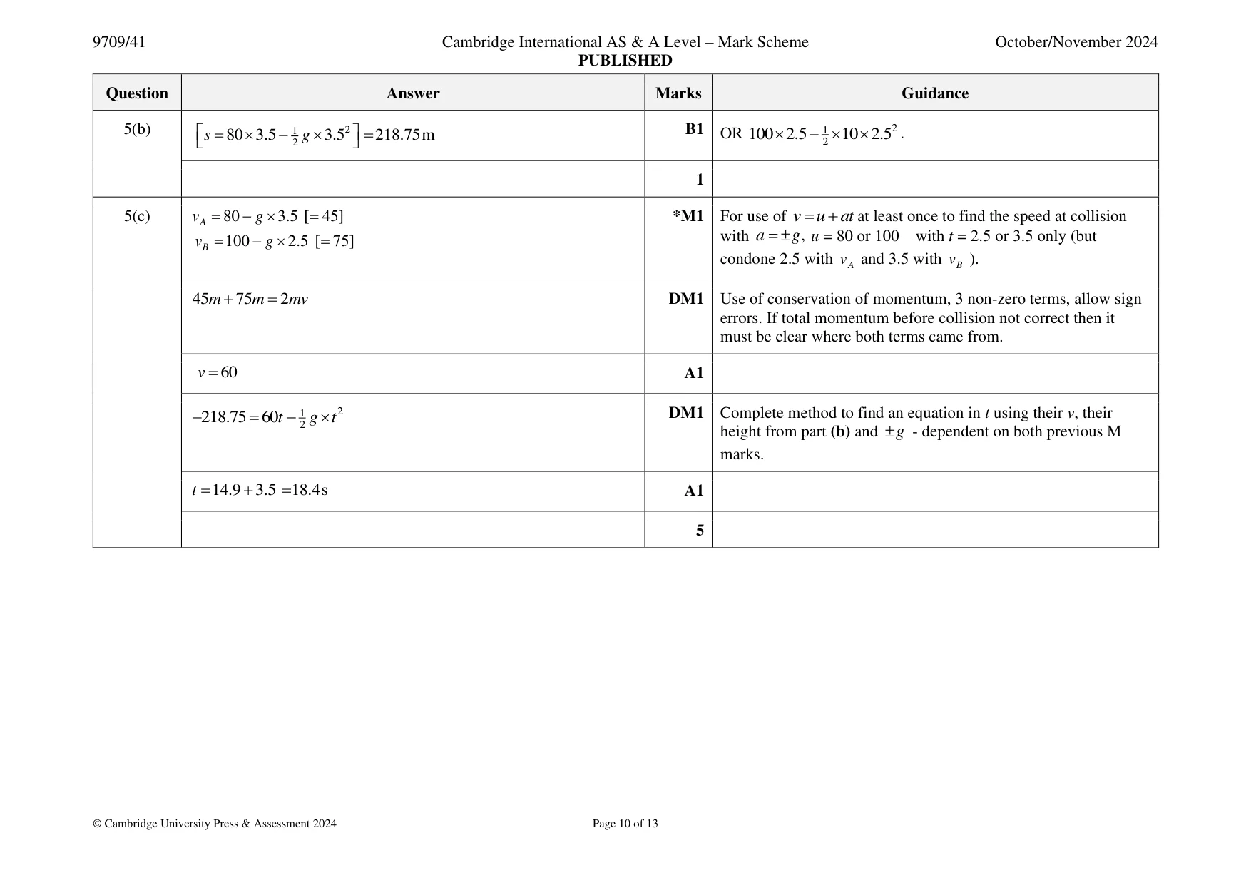 Mark scheme, page 10 of 13