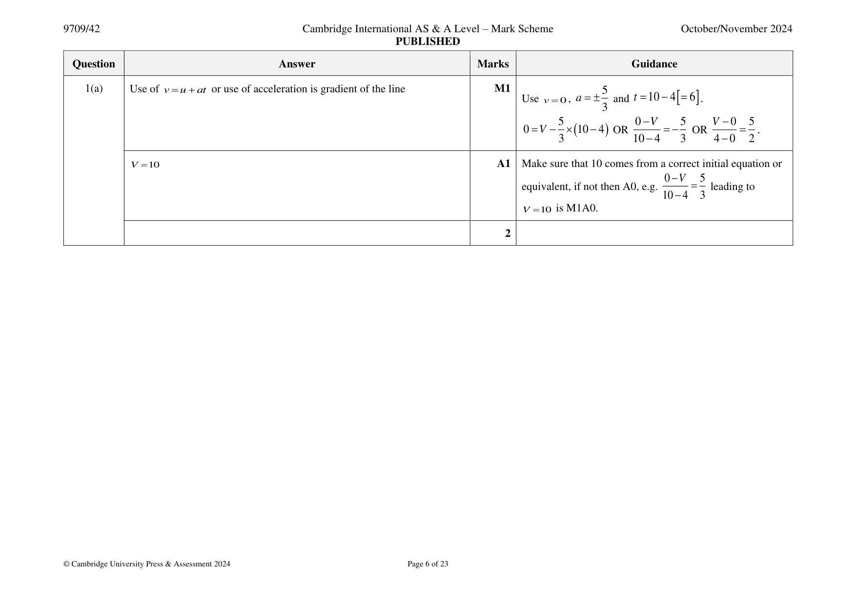 Mark scheme, page 6 of 23