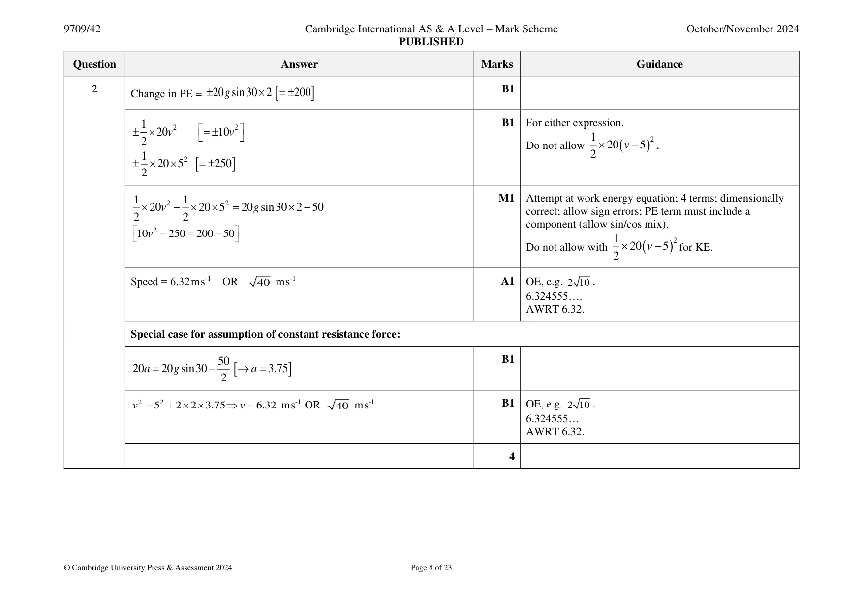 Mark scheme, page 8 of 23