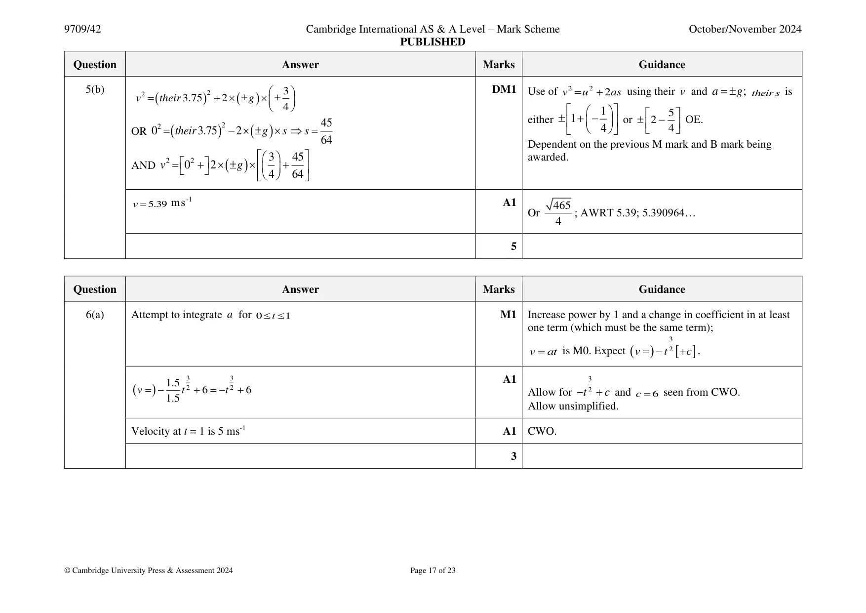 Mark scheme, page 17 of 23