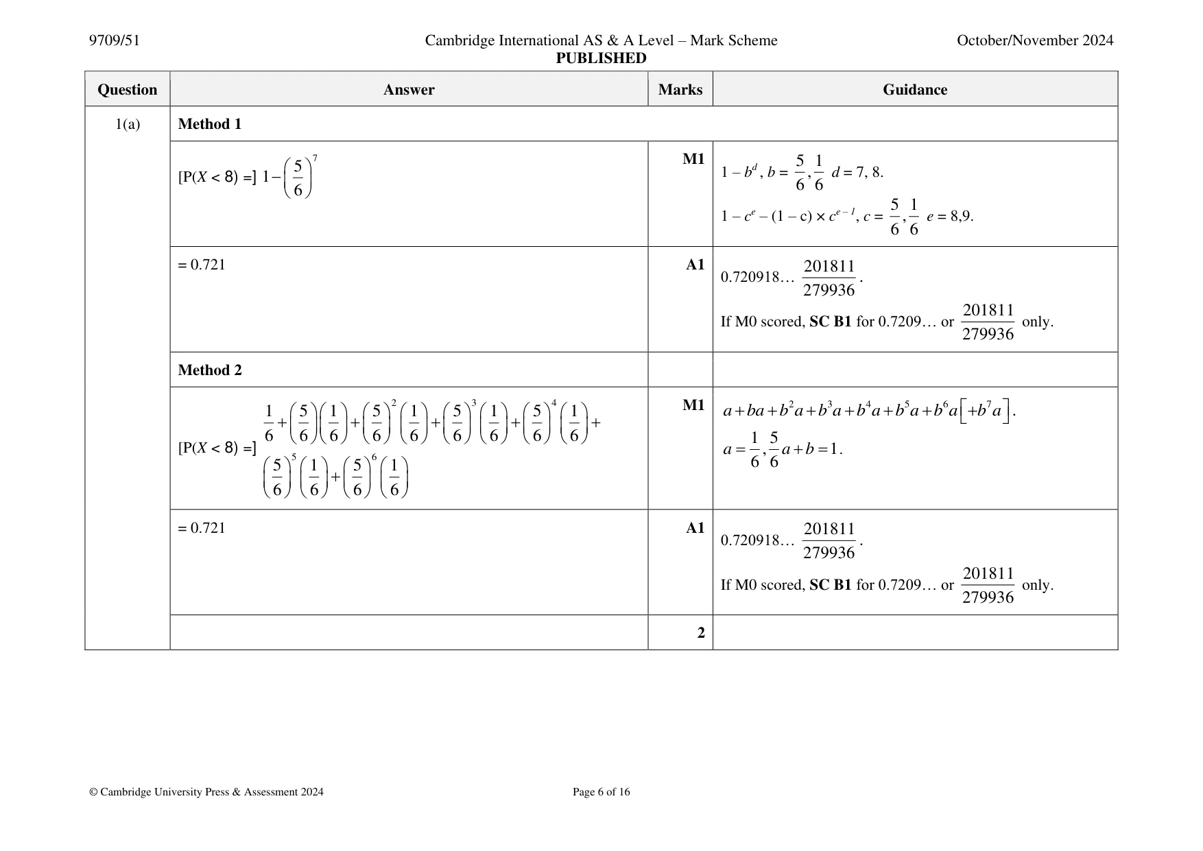 Mark scheme, page 6 of 16