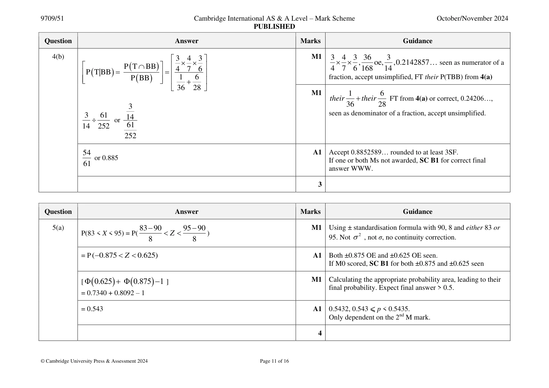 Mark scheme, page 11 of 16