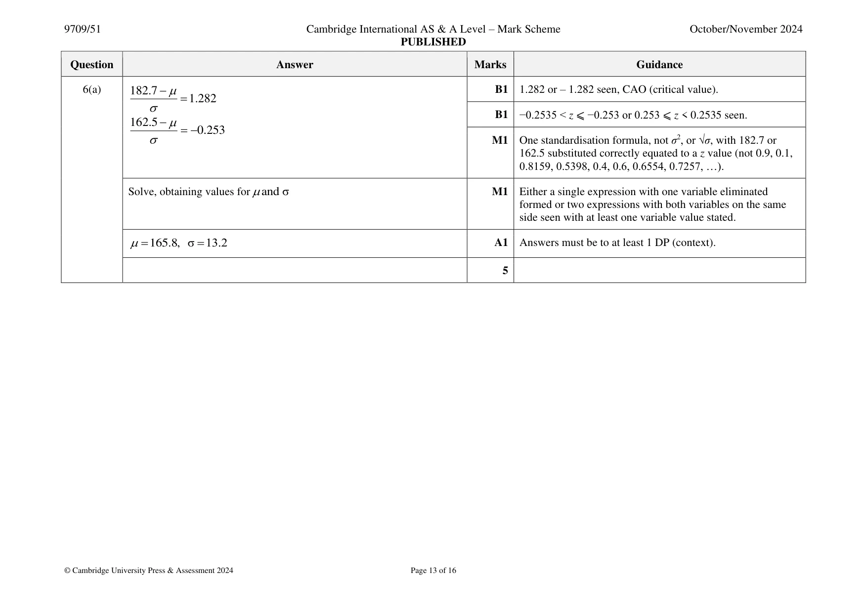 Mark scheme, page 13 of 16