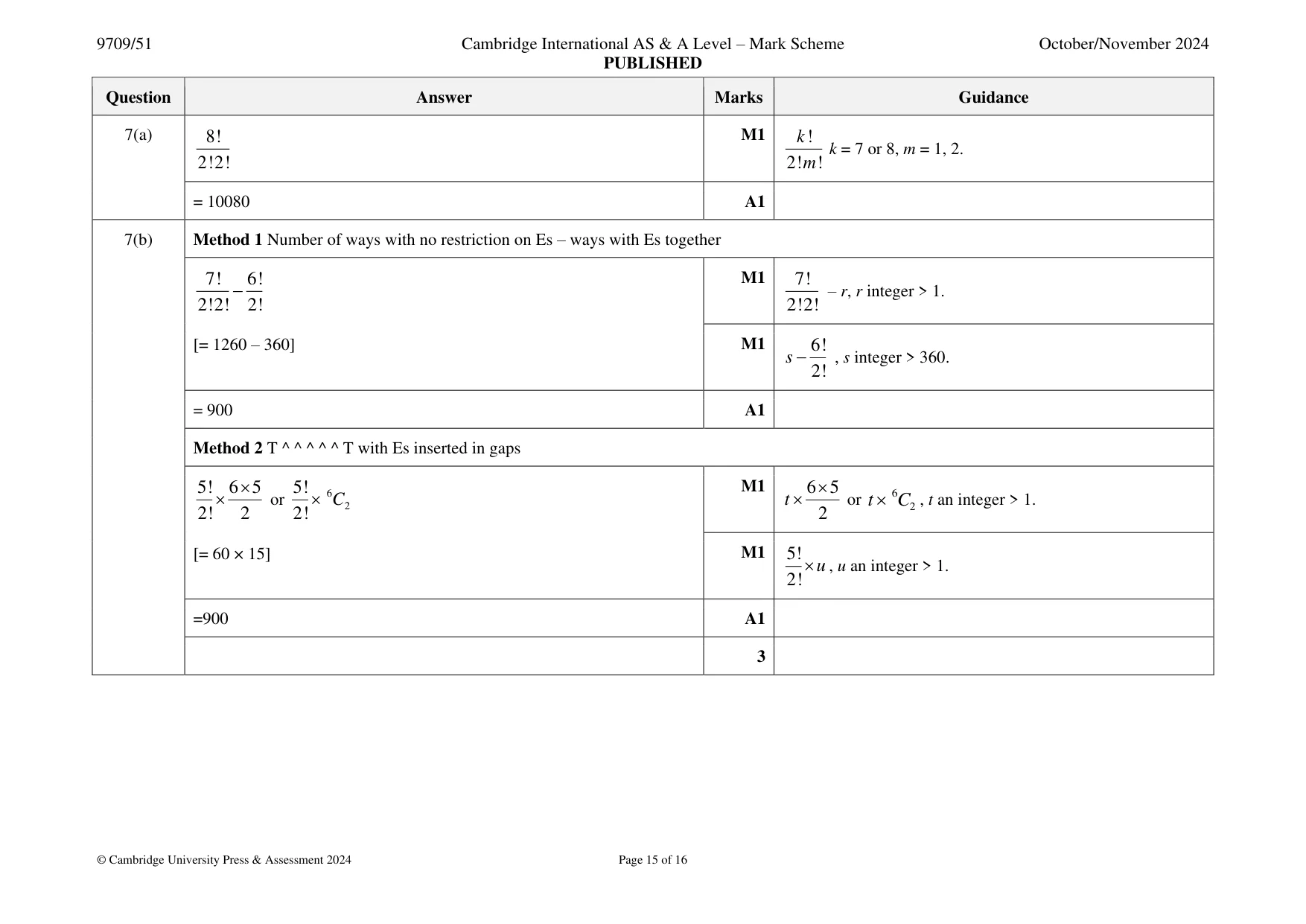Mark scheme, page 15 of 16