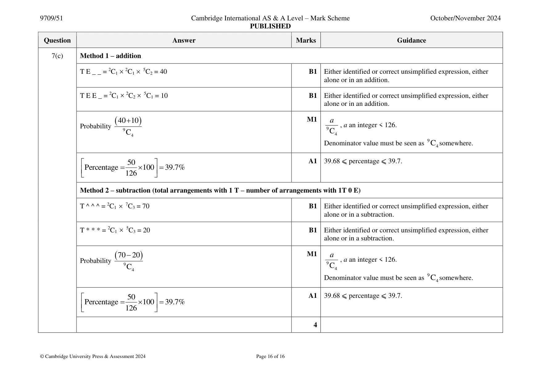 Mark scheme, page 16 of 16