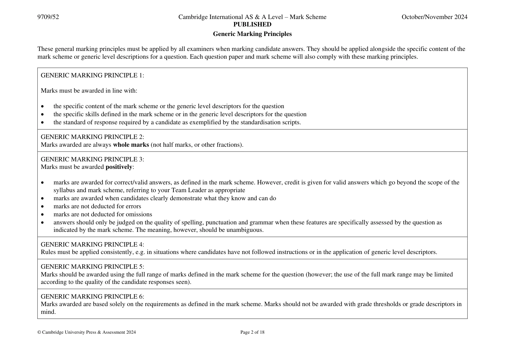 Mark scheme, page 2 of 18