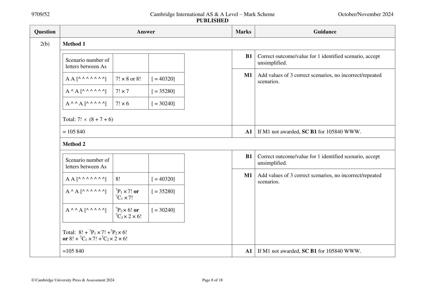 Mark scheme, page 8 of 18