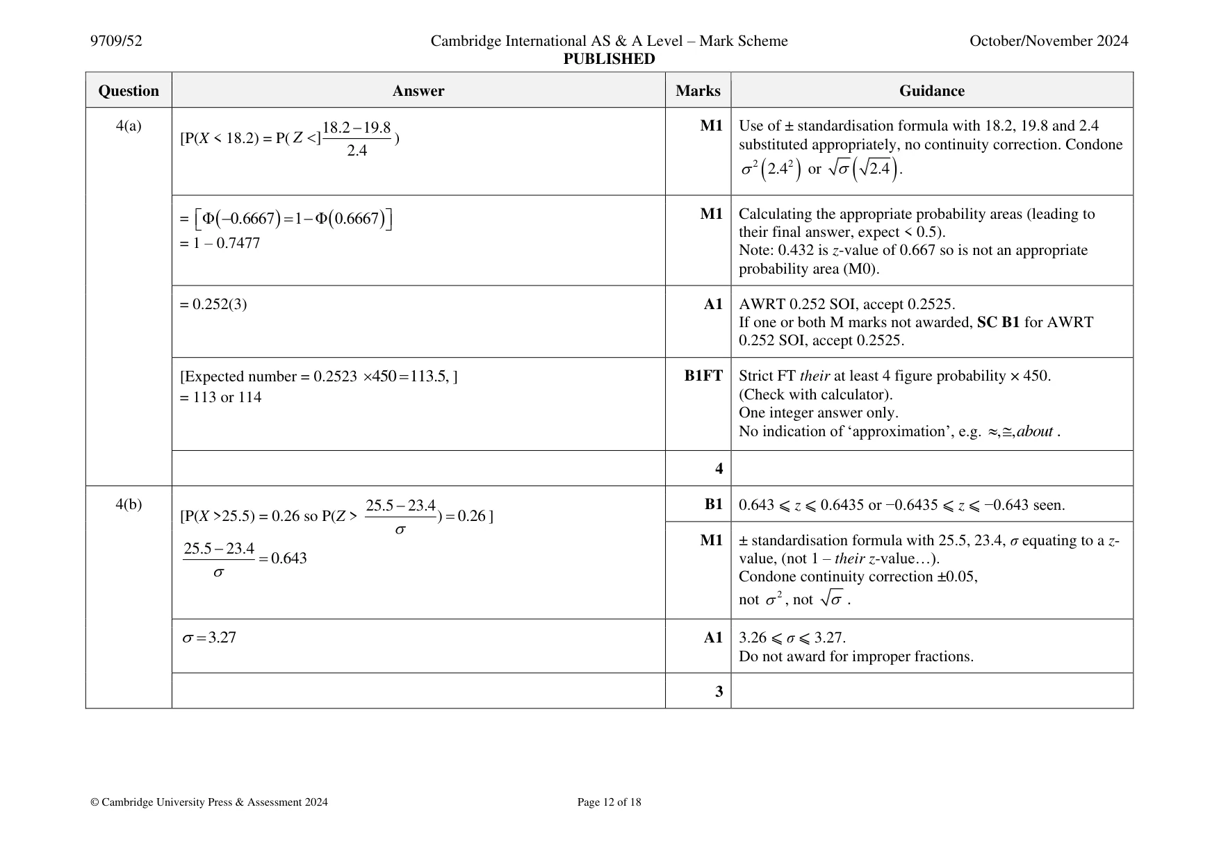 Mark scheme, page 12 of 18