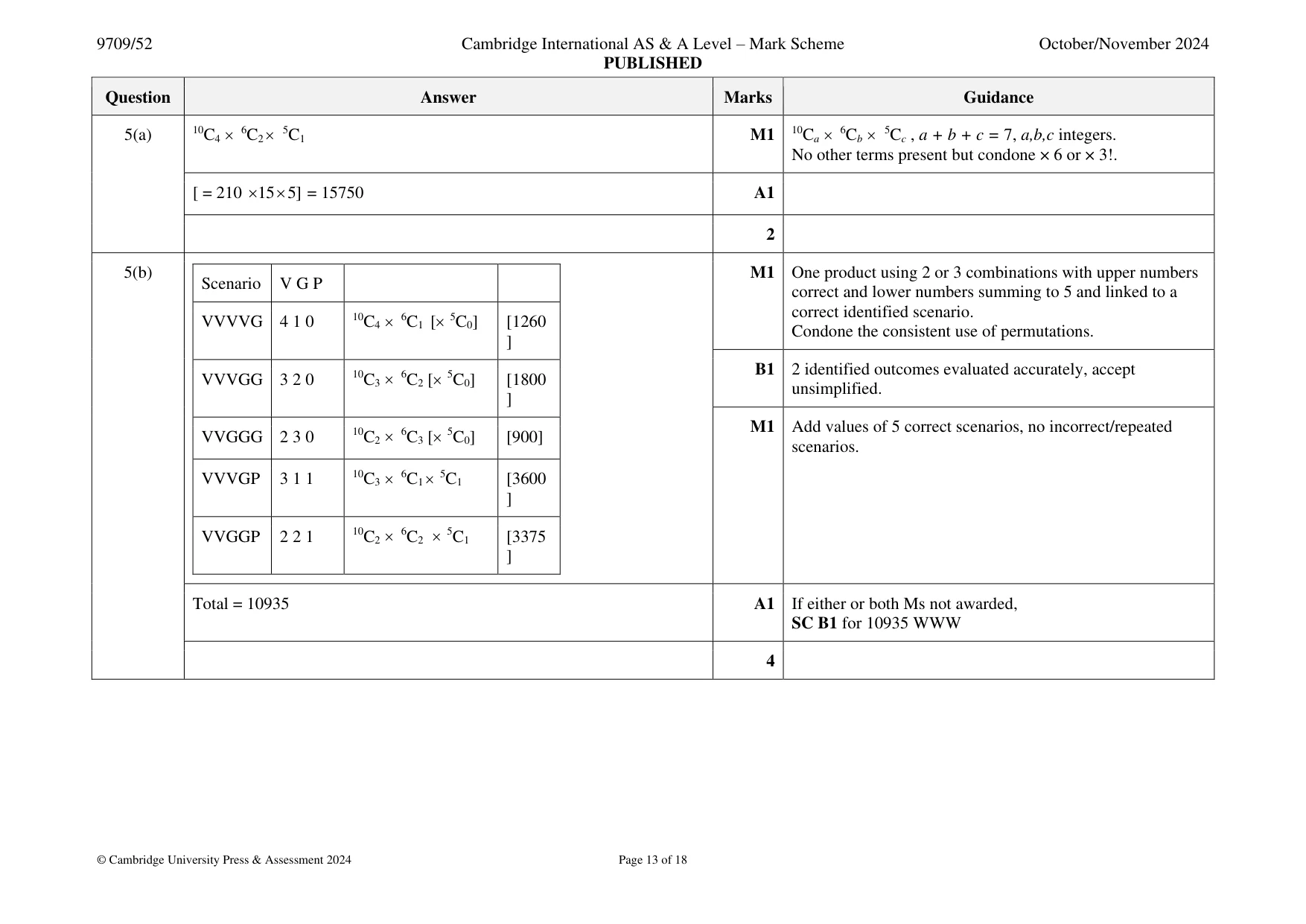 Mark scheme, page 13 of 18