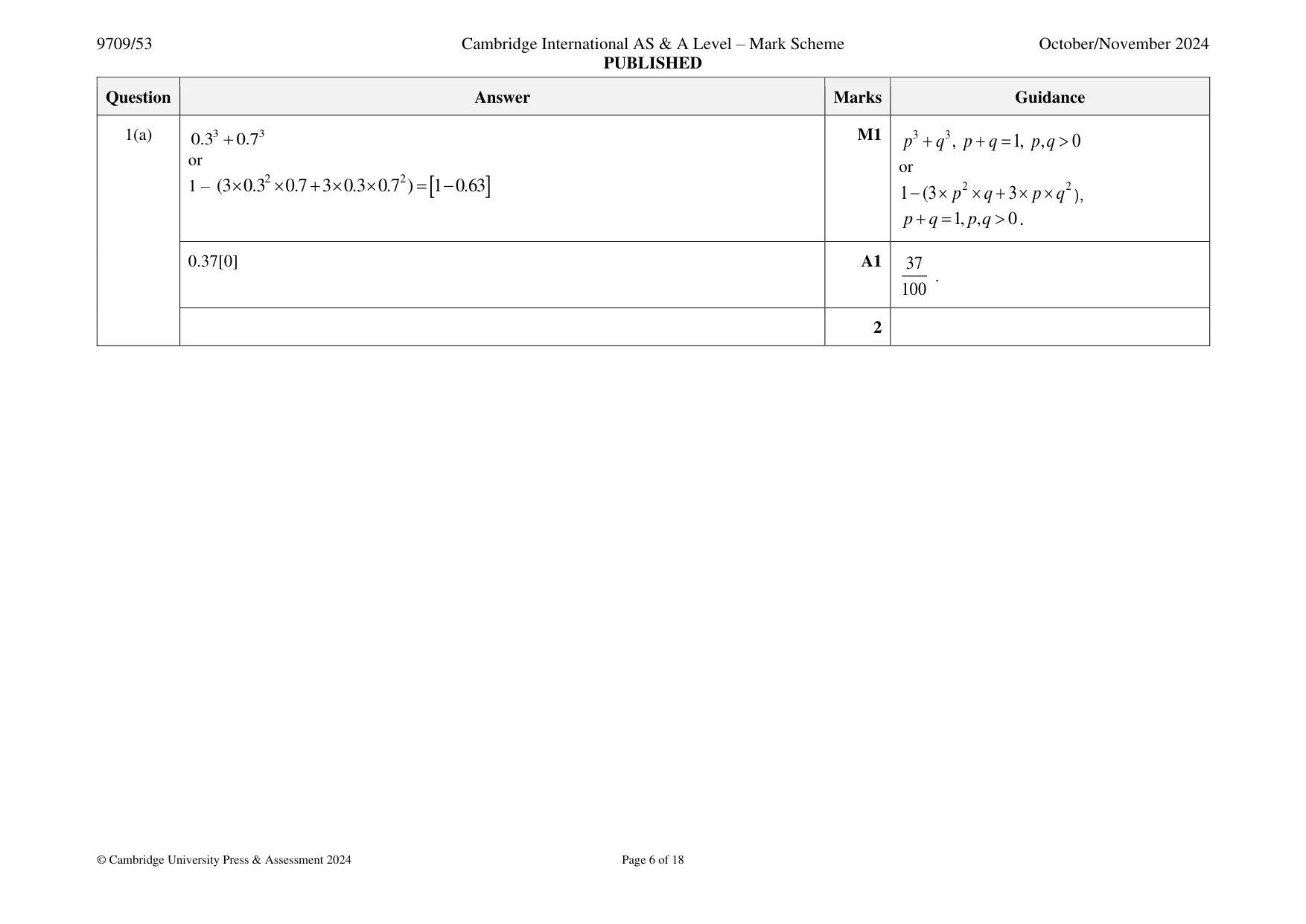 Mark scheme, page 6 of 18