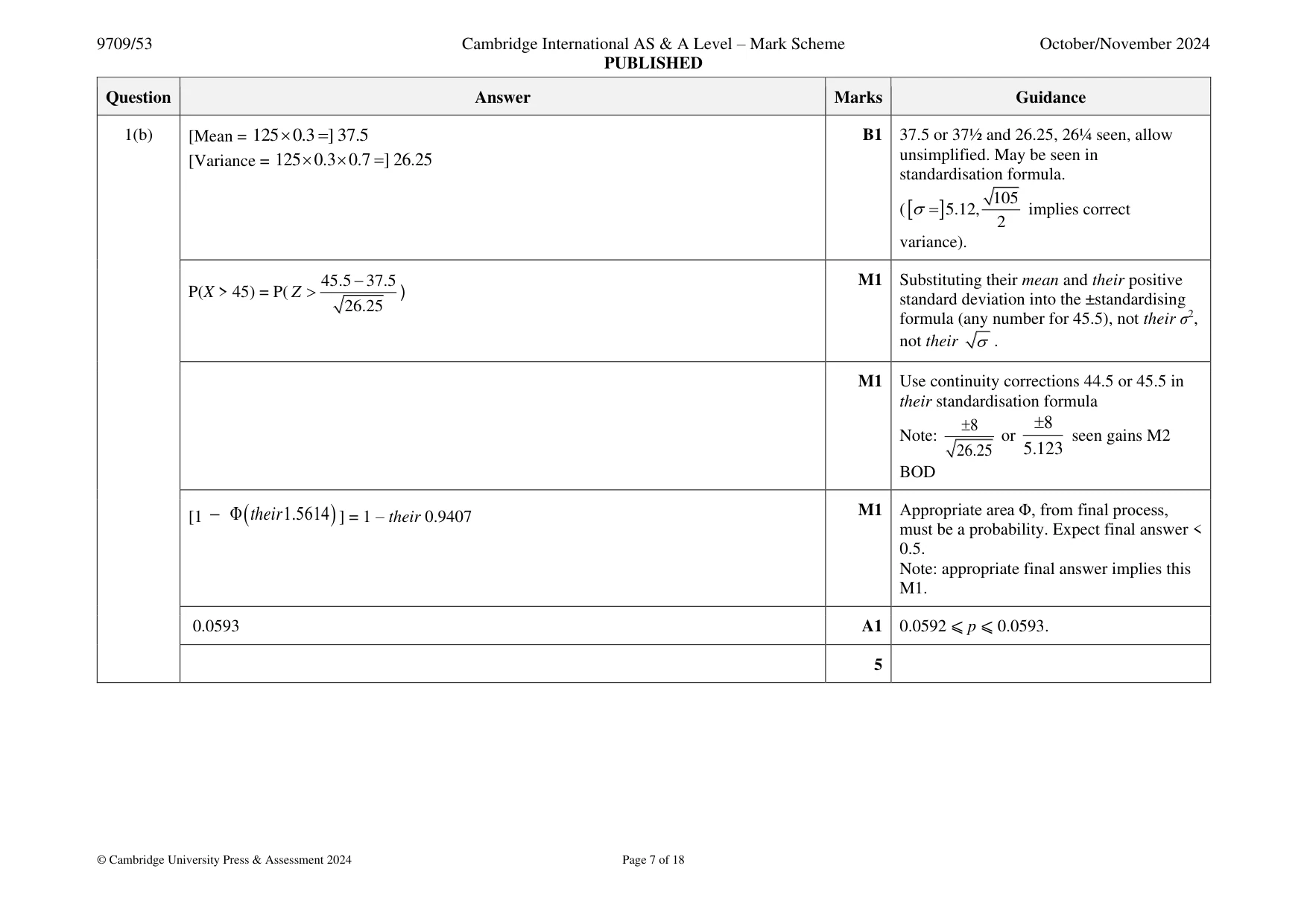 Mark scheme, page 7 of 18