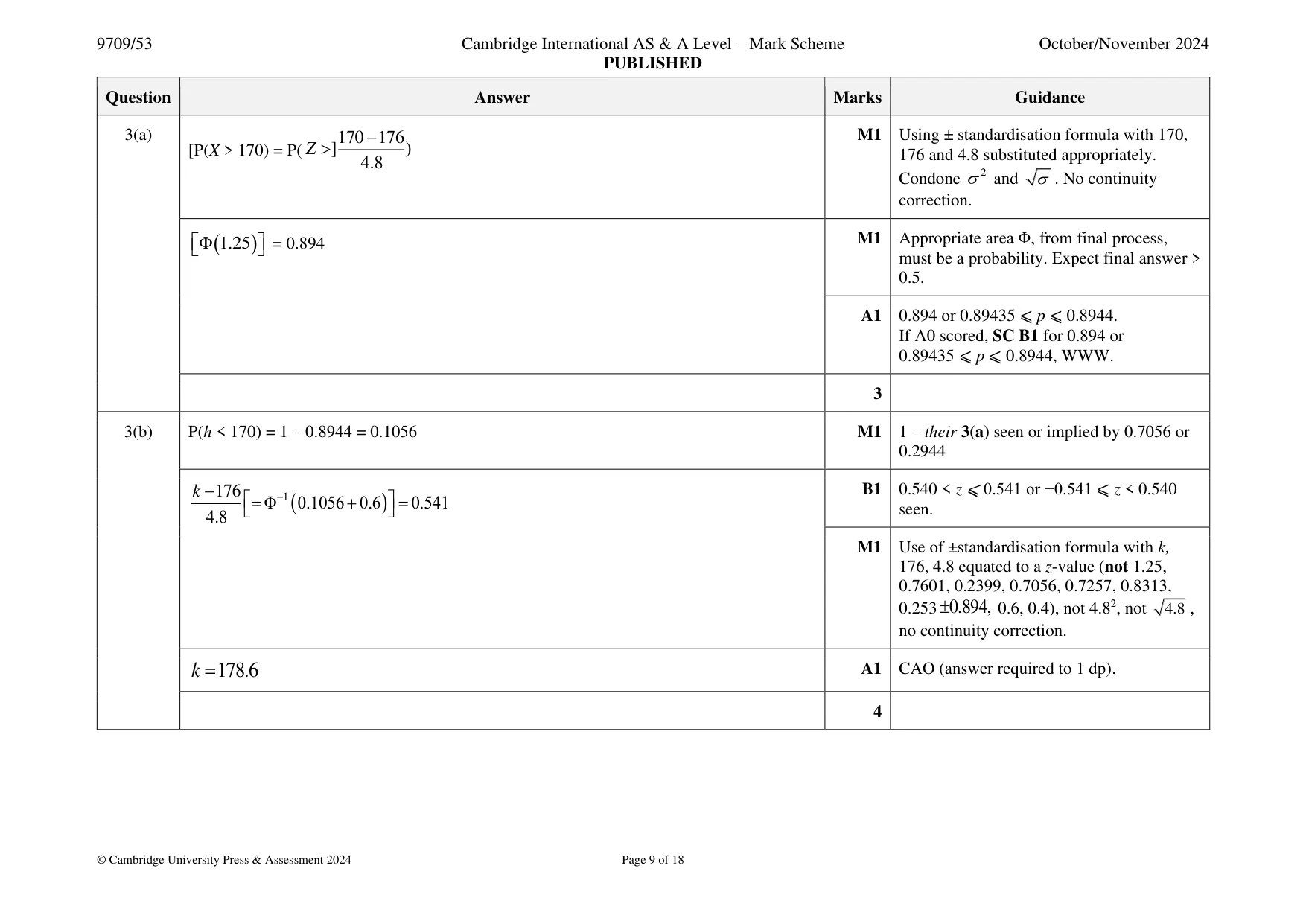 Mark scheme, page 9 of 18