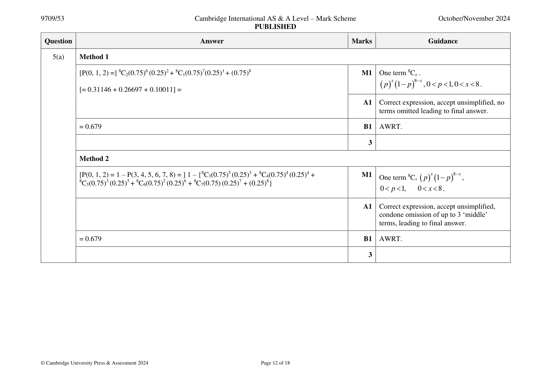 Mark scheme, page 12 of 18