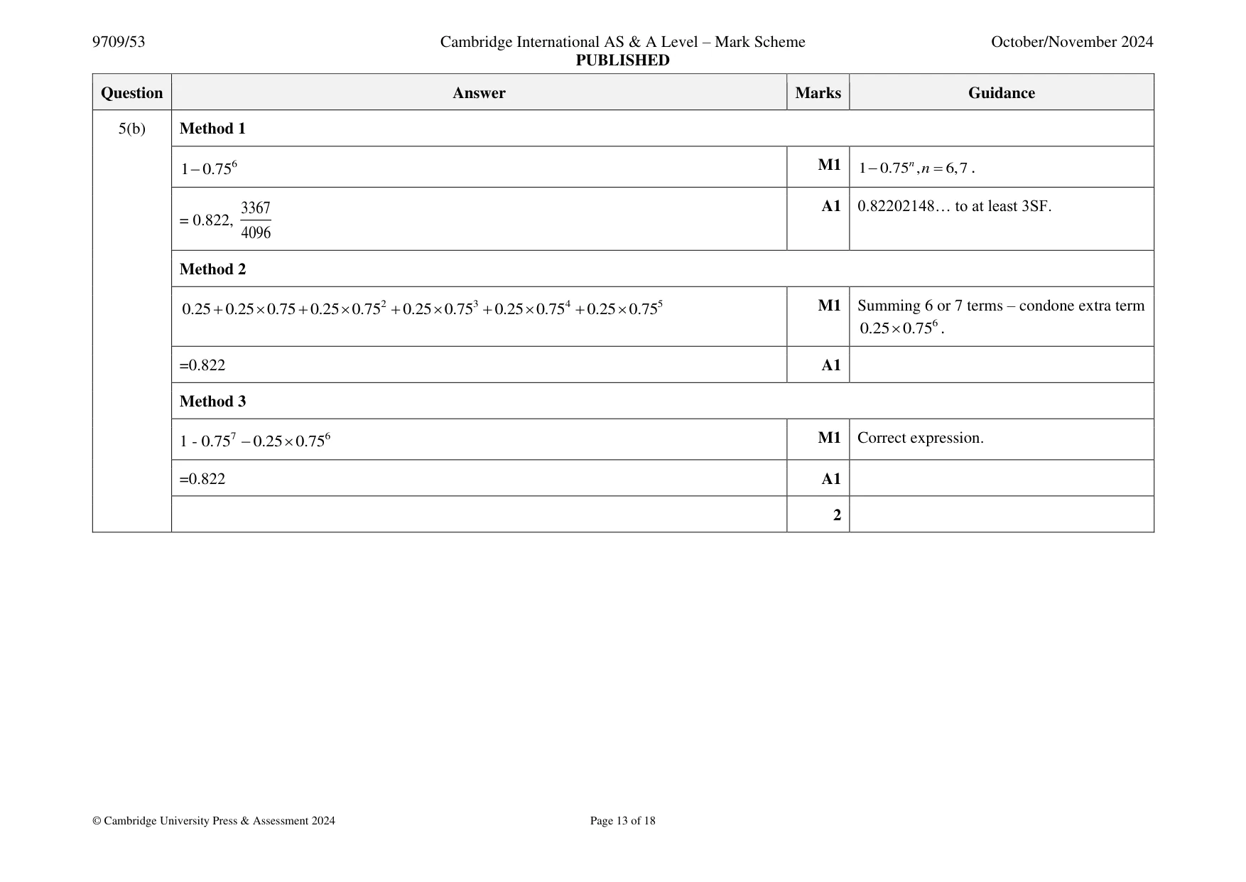 Mark scheme, page 13 of 18