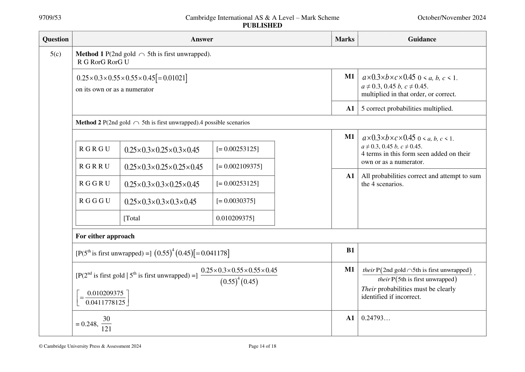 Mark scheme, page 14 of 18