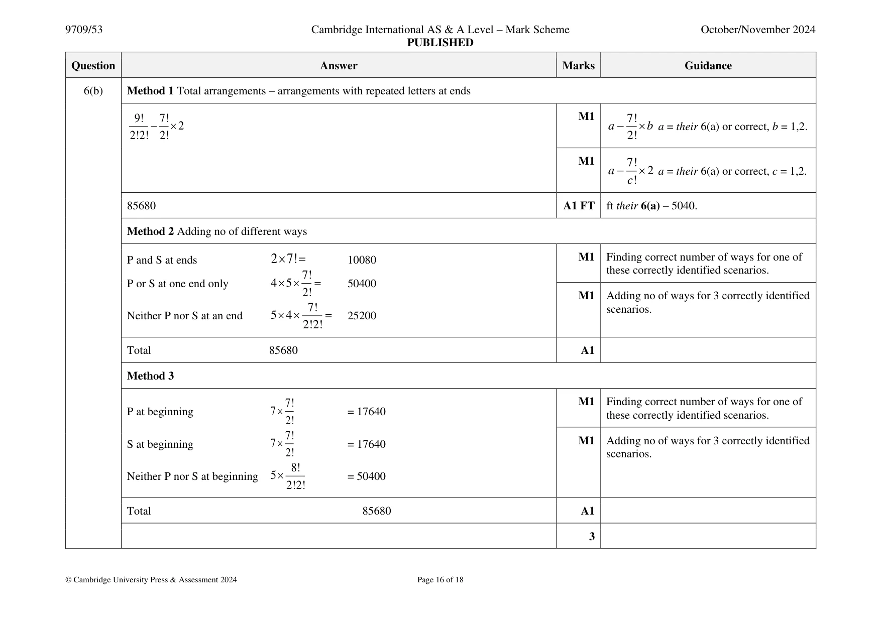 Mark scheme, page 16 of 18