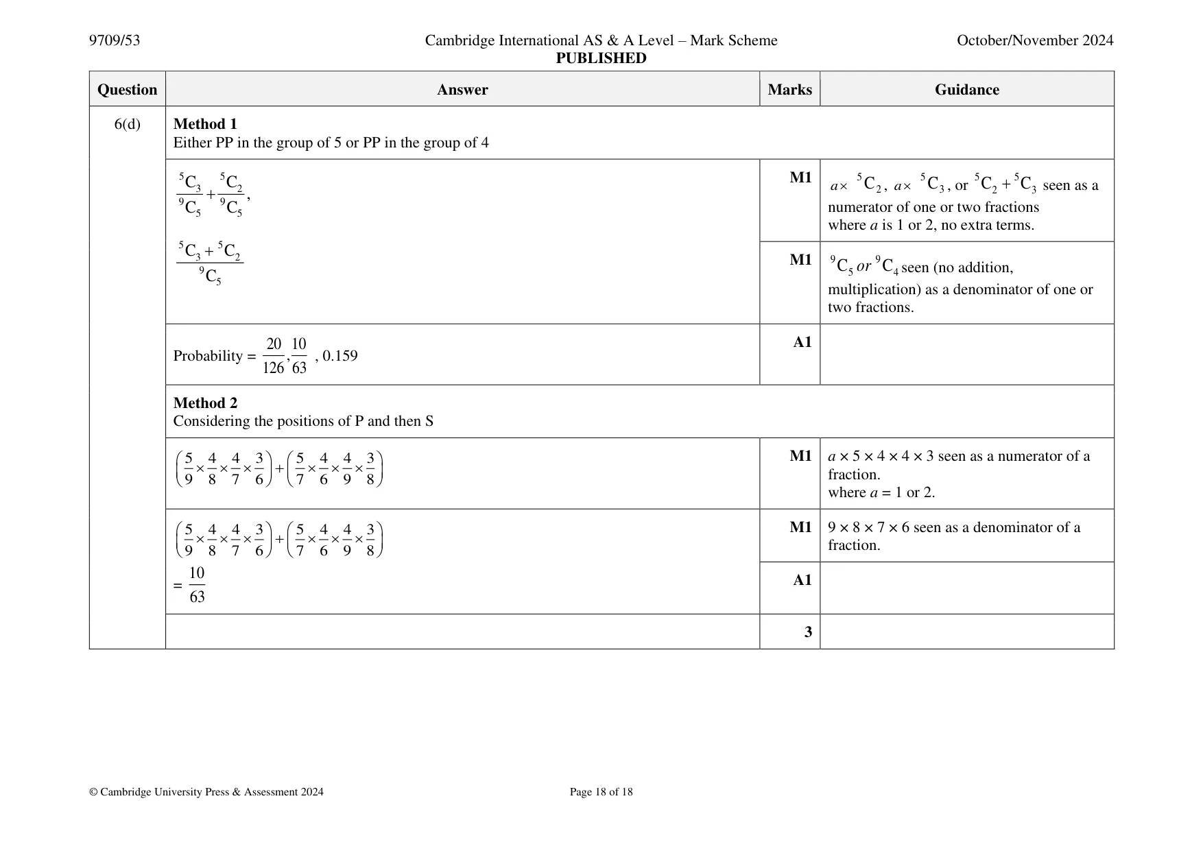 Mark scheme, page 18 of 18