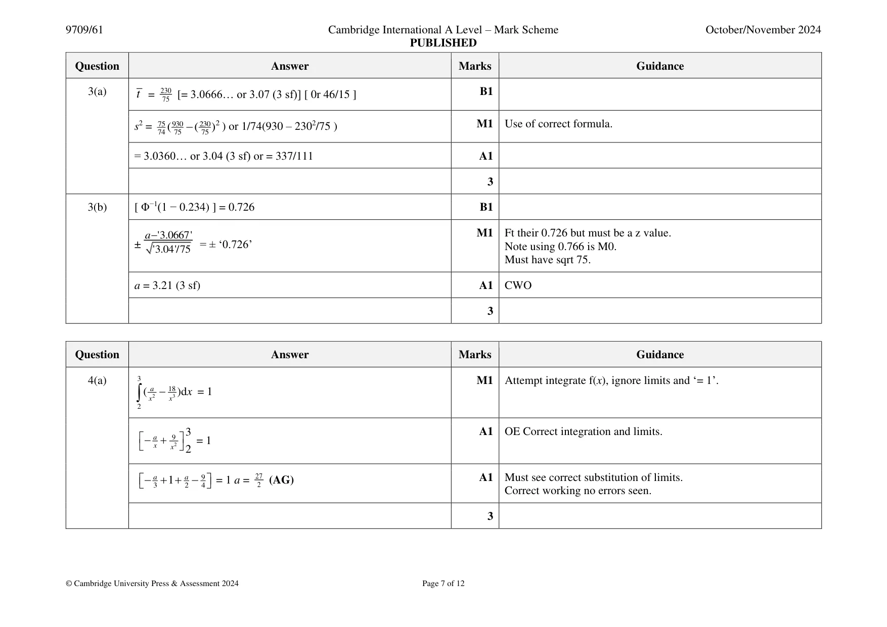 Mark scheme, page 7 of 12