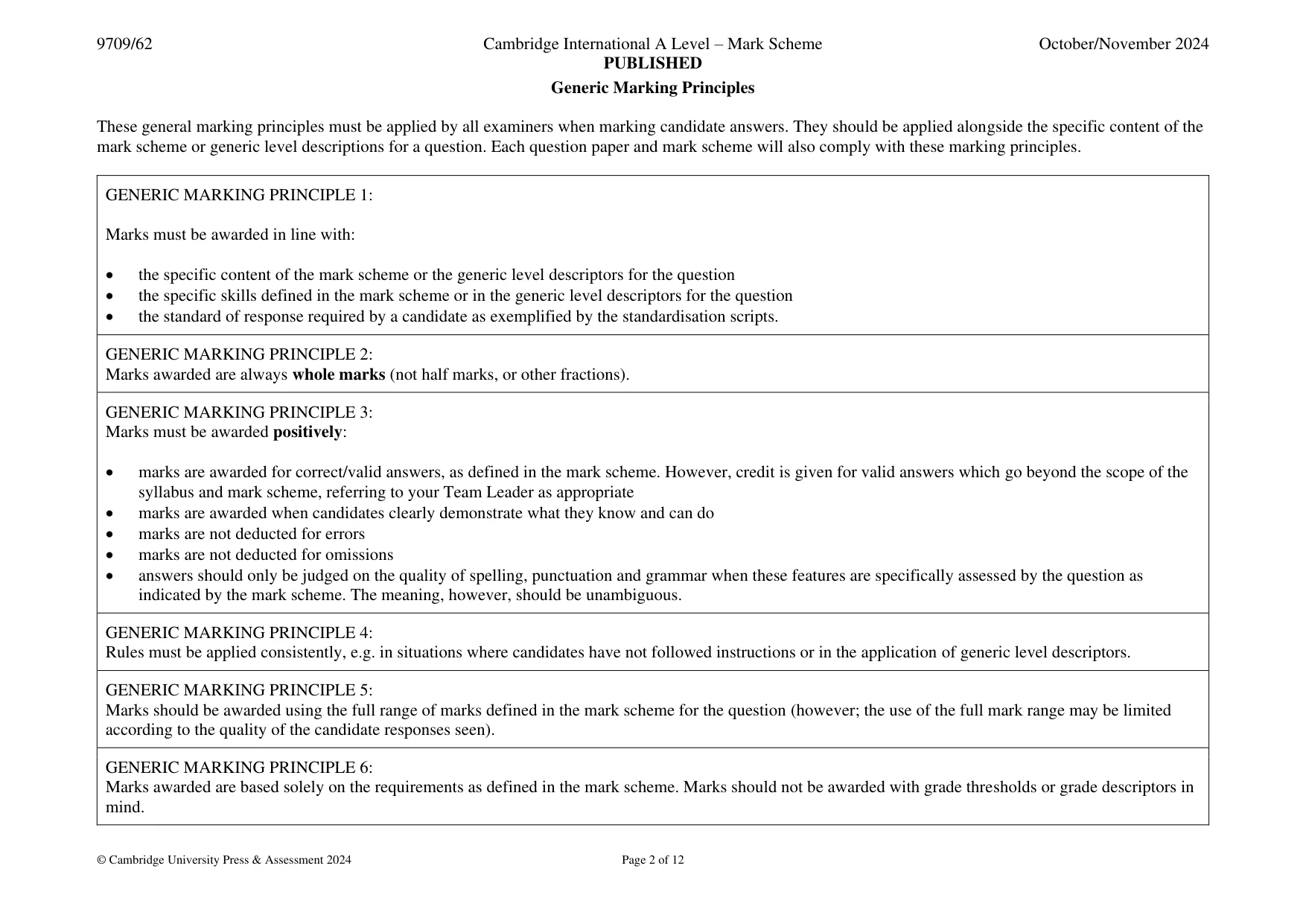 Mark scheme, page 2 of 12