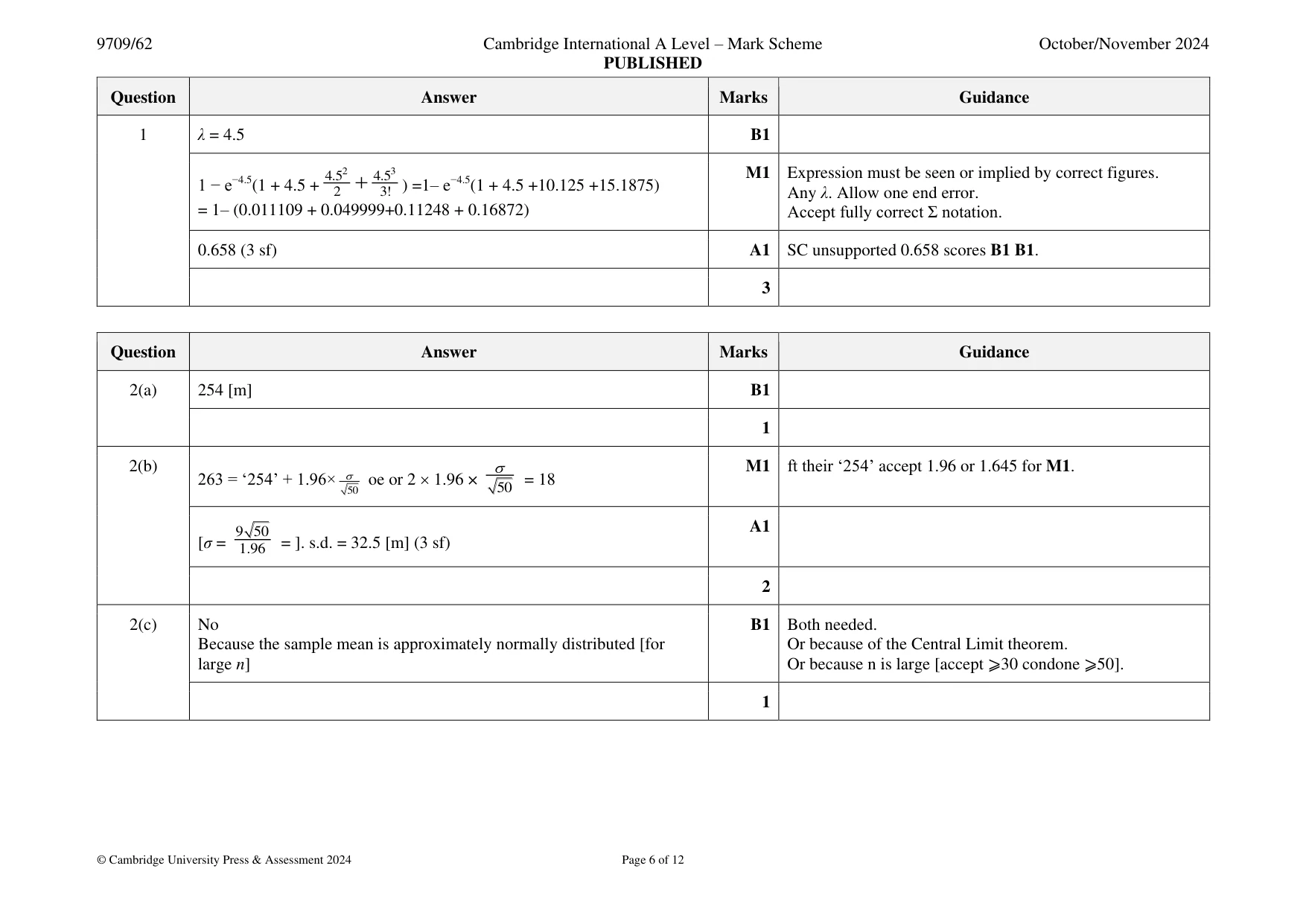 Mark scheme, page 6 of 12