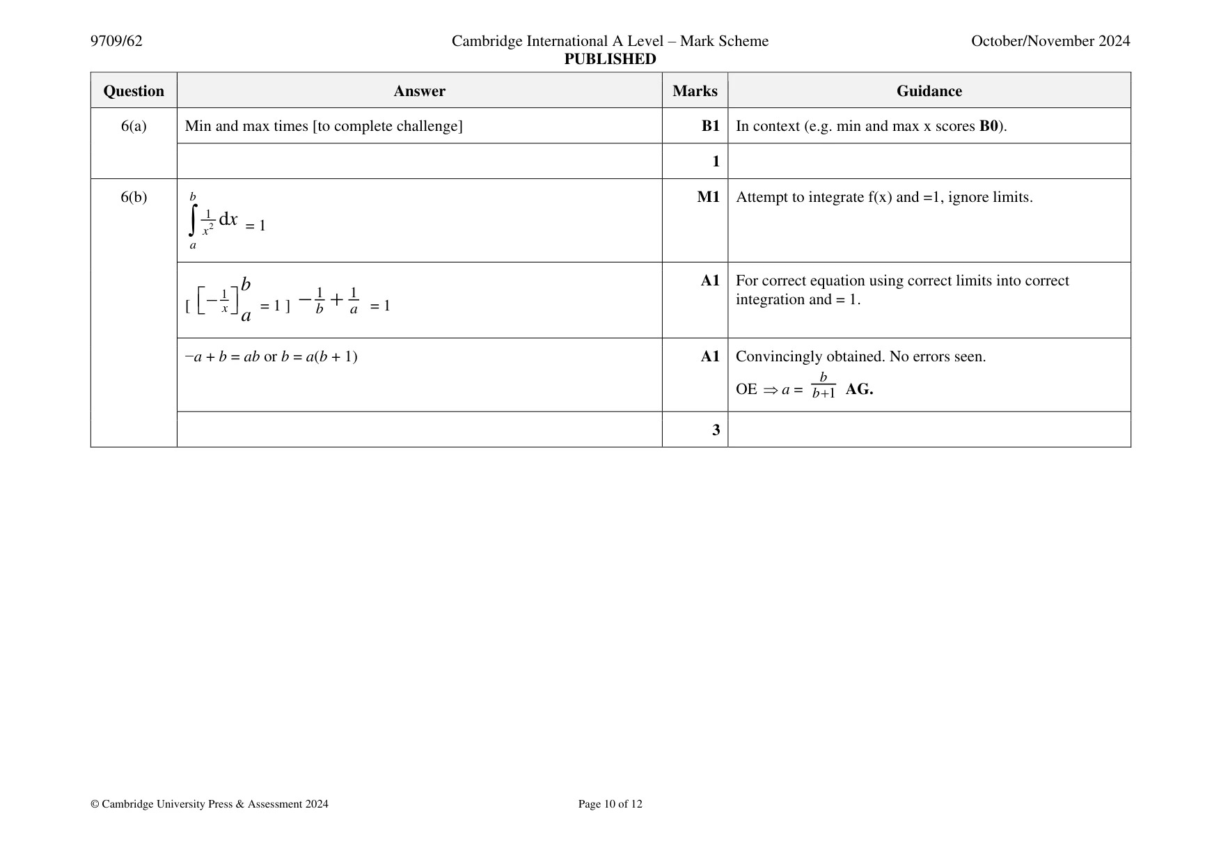 Mark scheme, page 10 of 12