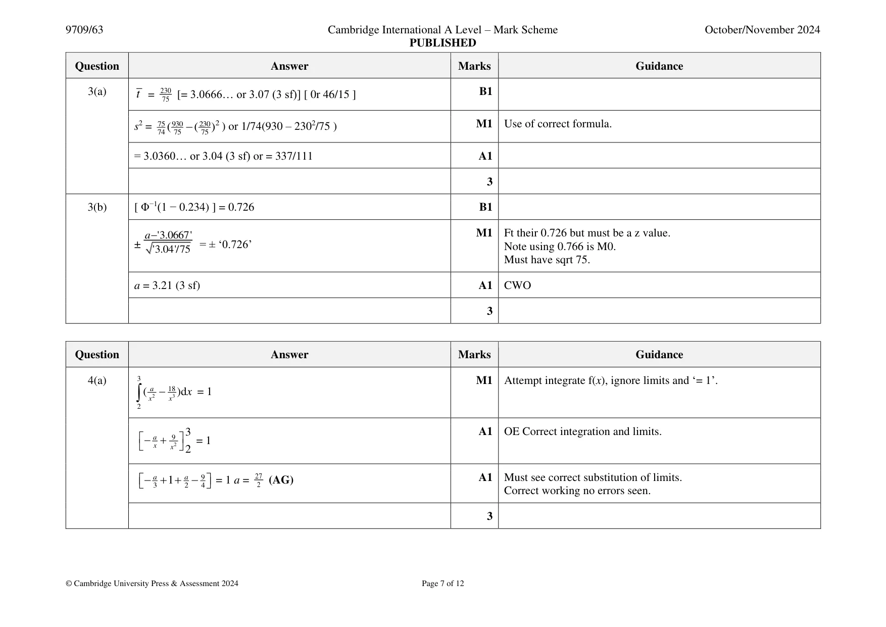 Mark scheme, page 7 of 12