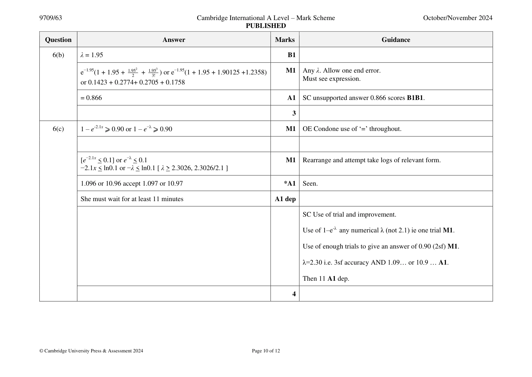 Mark scheme, page 10 of 12