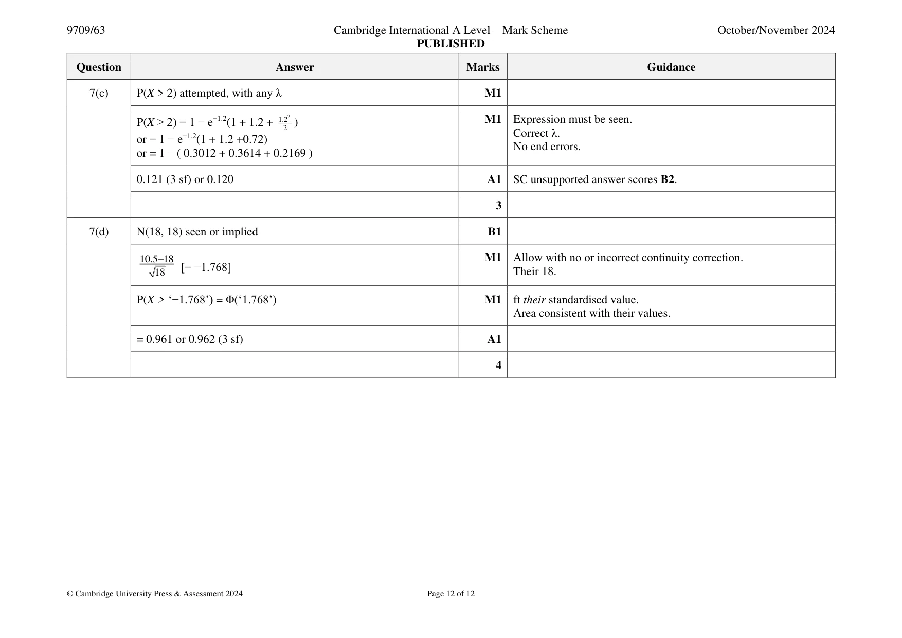Mark scheme, page 12 of 12