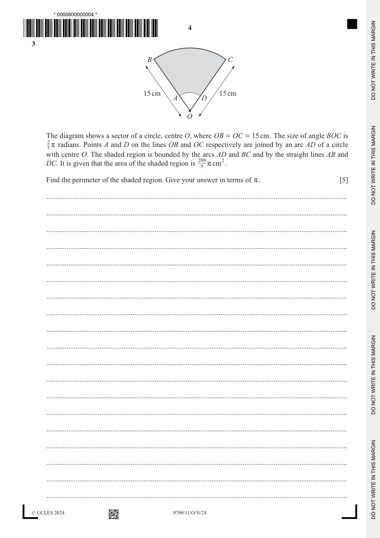 Cambridge A Level Mathematics 9709 2024 Oct/Nov Paper 1 · Variant 1 question paper, page 4 of 20